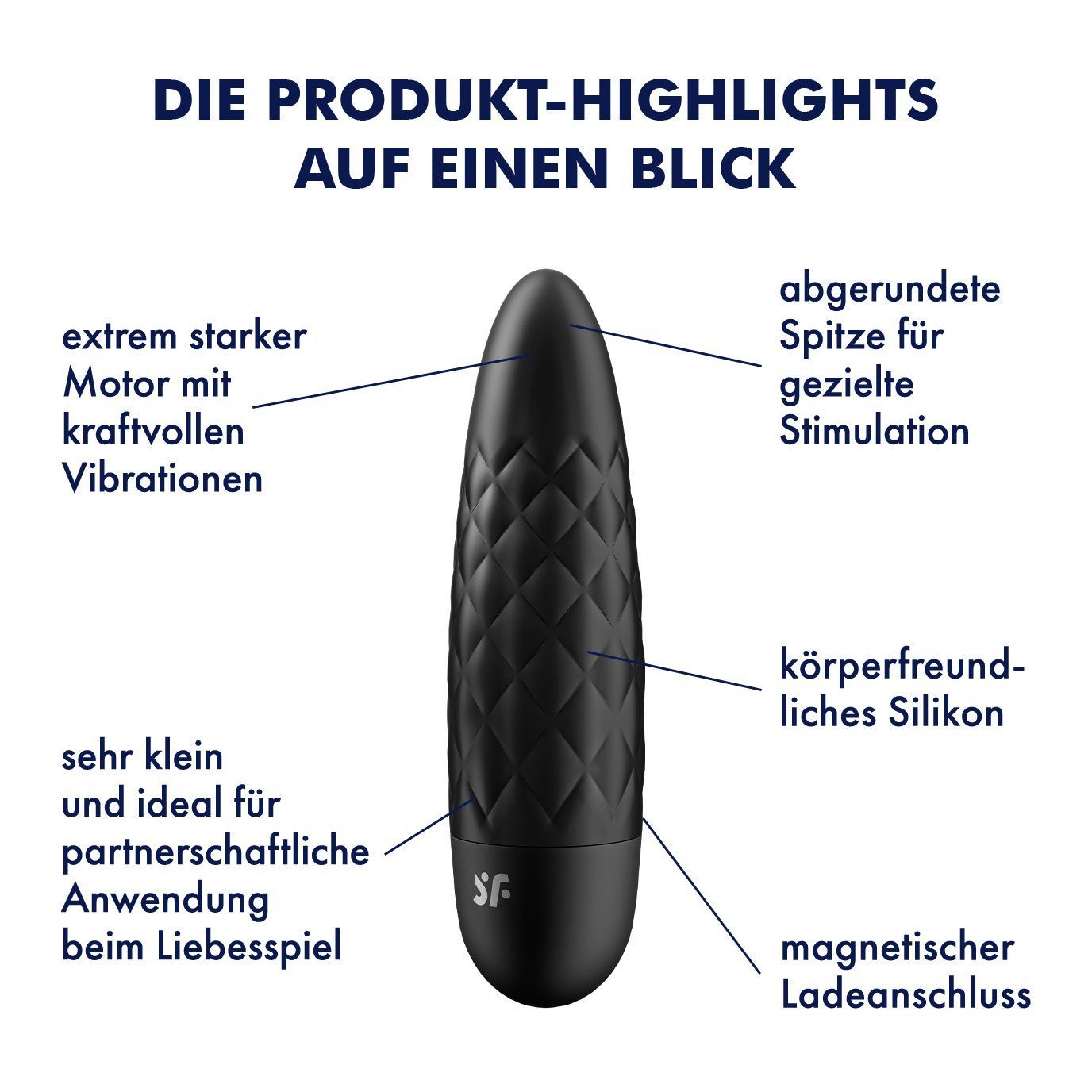 5' schwarz Power Satisfyer wasserdicht 10cm, Auflege-Vibrator 'Ultra Minivibrator - Bullet Satisfyer