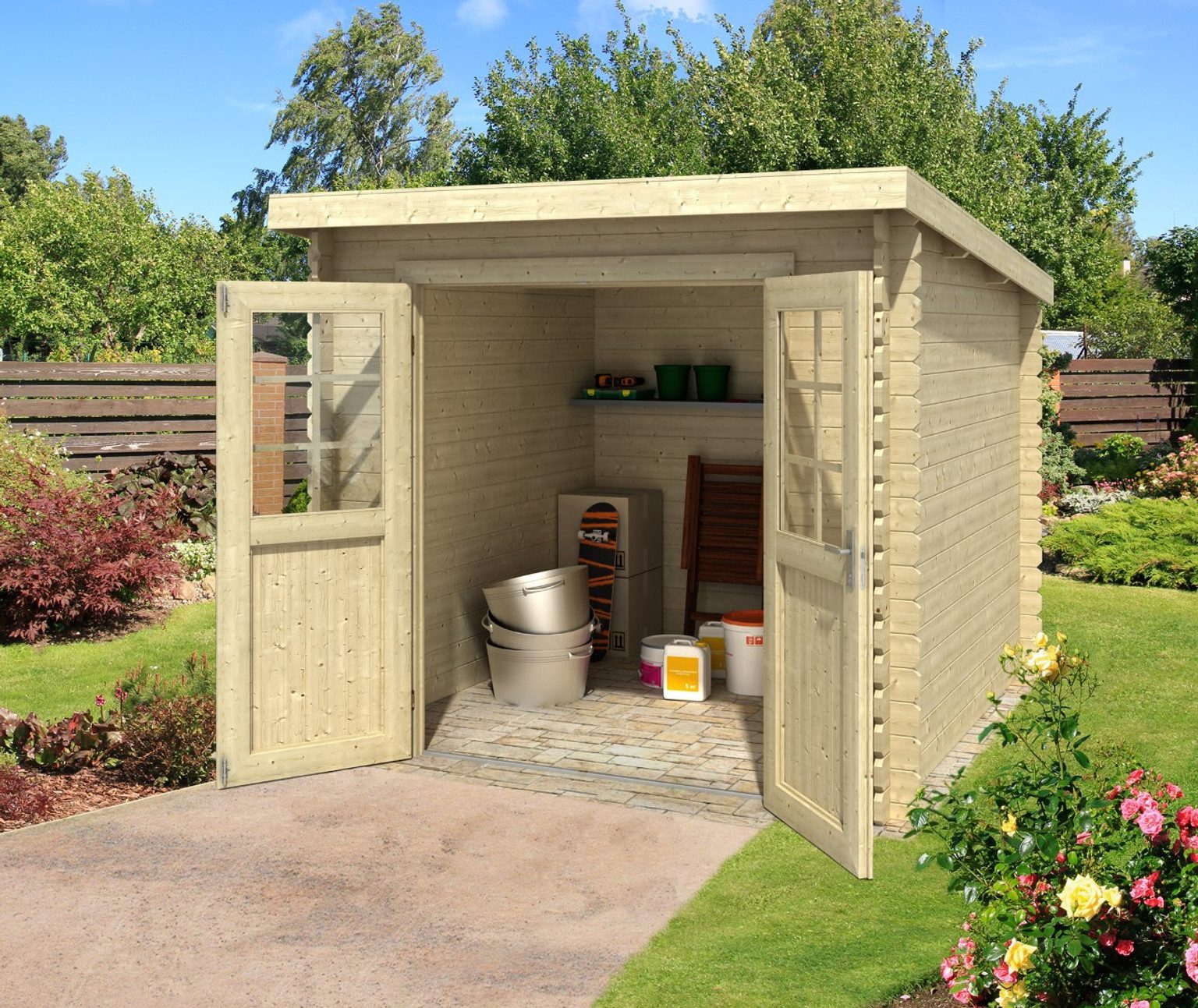 LASITA MAJA Gartenhaus Lasita Maja Gartenhaus Indi 175, Modell 175, 28 mm, 250 x 213 x 211 cm, Natur