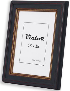 Victor (Zenith) Bilderrahmen Bilderrahmen \"Goya\" - Farbe: Schwarz Gold - Größe: 13 x 18 cm / 3x, Bilderrahmen Schwarz Gold, Set in 13x18 cm, Bilderrahmen Vintage