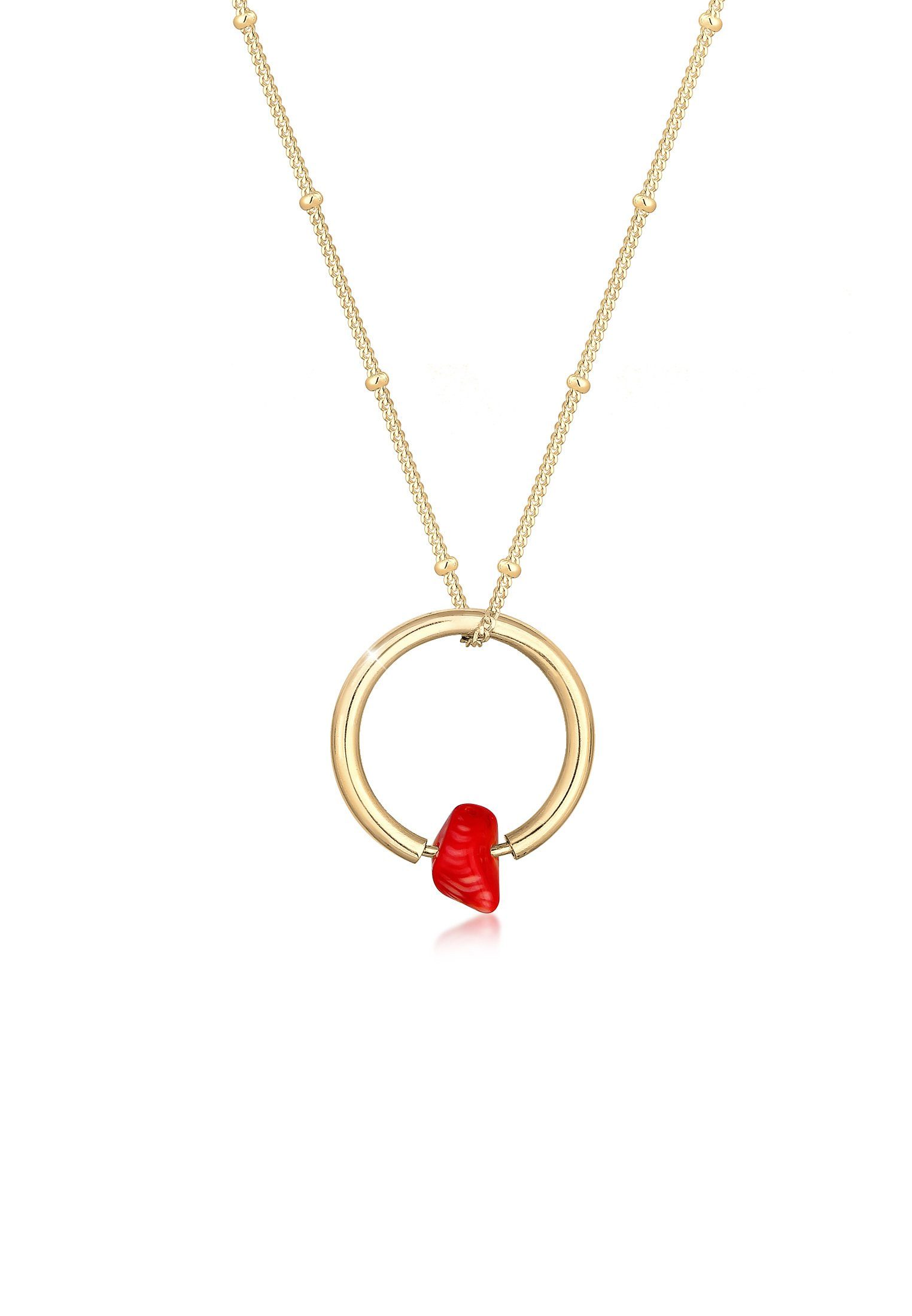Valentinstagsgeschenk Elli Collierkettchen Kugelkette Kreis Geo Korallen-Bead 925 Silber, goldfarben