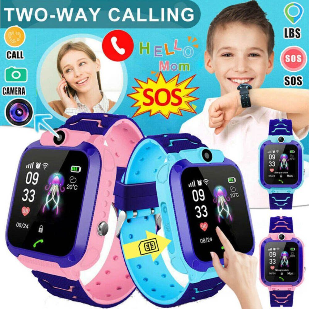 BlingBin Kinder Telefonuhr Kids Smartwatch Uhr SOS SIM Wasserdicht  Armbanduhr Smartwatch (1,4 Zoll)