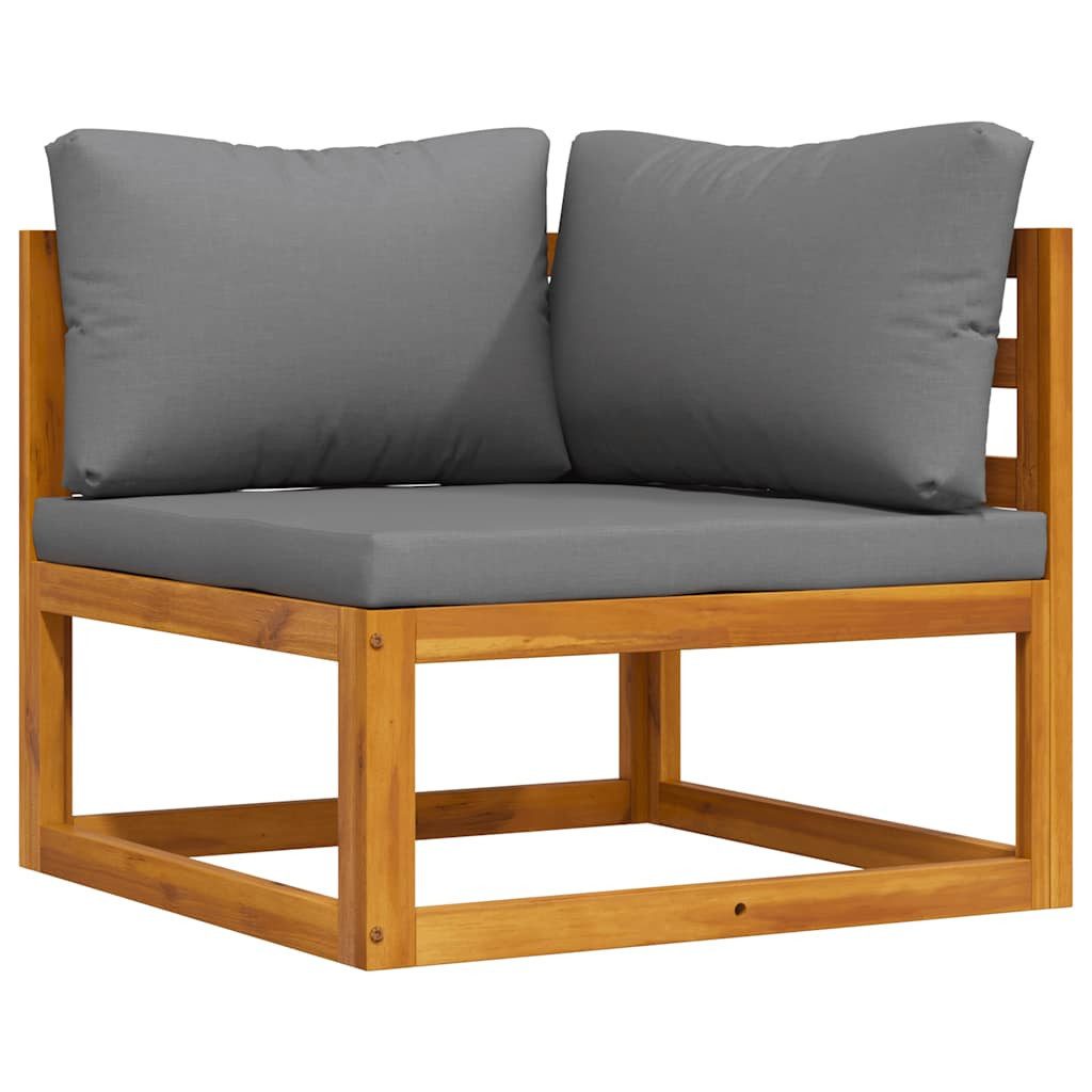 vidaXL Sofaelement Modular-Ecksofa mit Dunkelgrauen Kissen Massivholz (1 St)