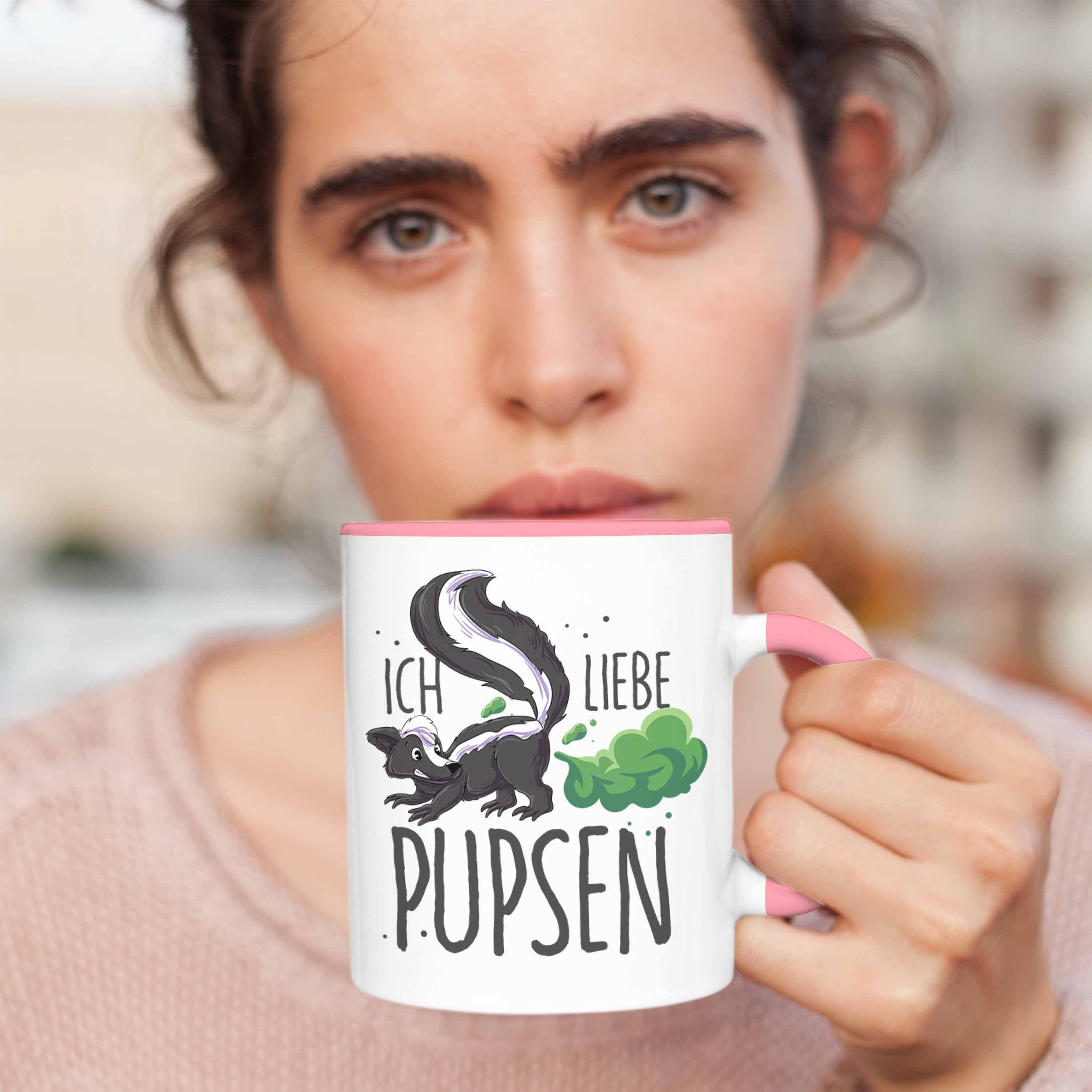 Trendation Tasse Lustige Tasse Stinktier-Motiv Rosa liebe Pupsen" Geschenkidee "Ich mit Gebu