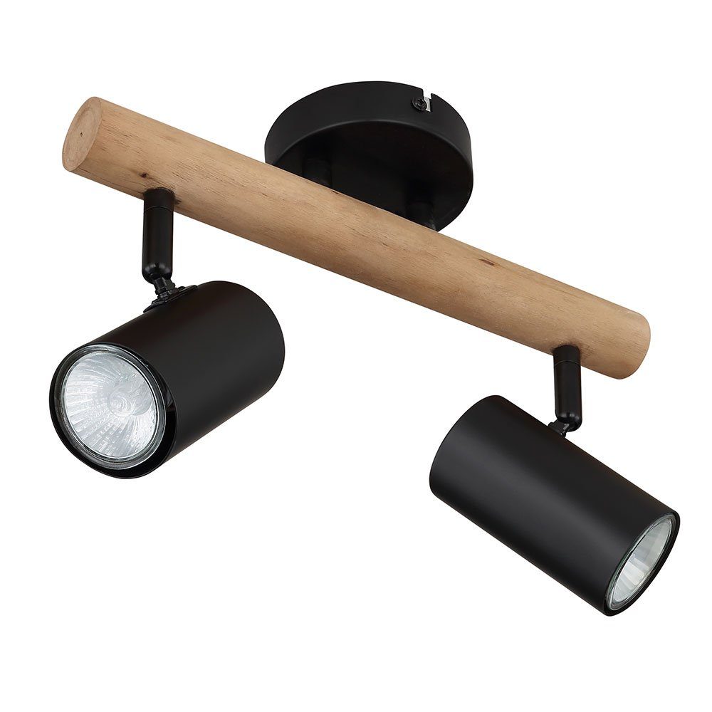 GLOBO LIGHTING Deckenspot, Leuchtmittel nicht inklusive, Deckenleuchte Wohnzimmerlampe 2 Flammig Holz Пятна beweglich L 31 cm