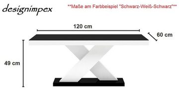 designimpex Couchtisch Design H-888 Grau / Weiß Hochglanz Highgloss Tisch Wohnzimmertisch