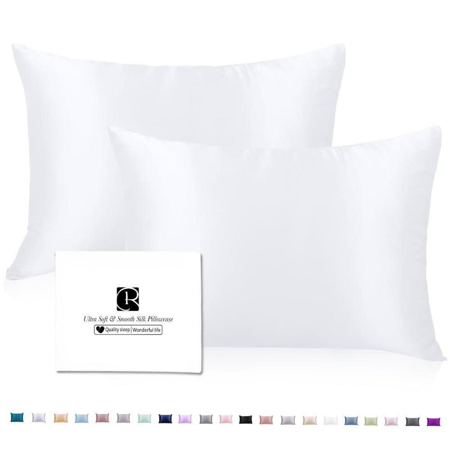 LuxusKollektion Kissenbezüge Seidenkissenbezug 2er Set 40x80 Weiß