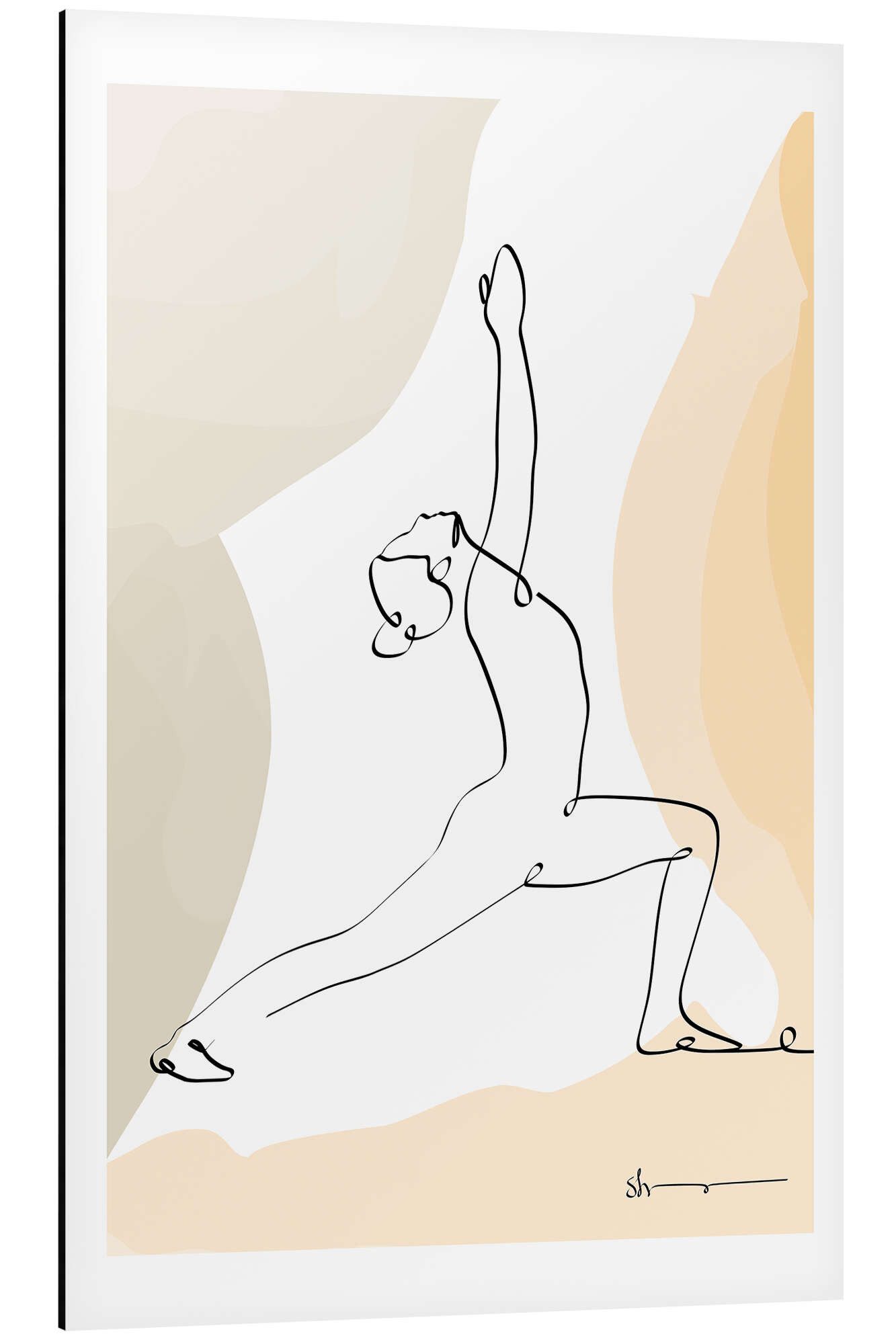 Posterlounge Alu-Dibond-Druck Yoga In Art, Krieger Pose I (Virabhadrasana), Fitnessraum Minimalistisch Grafikdesign