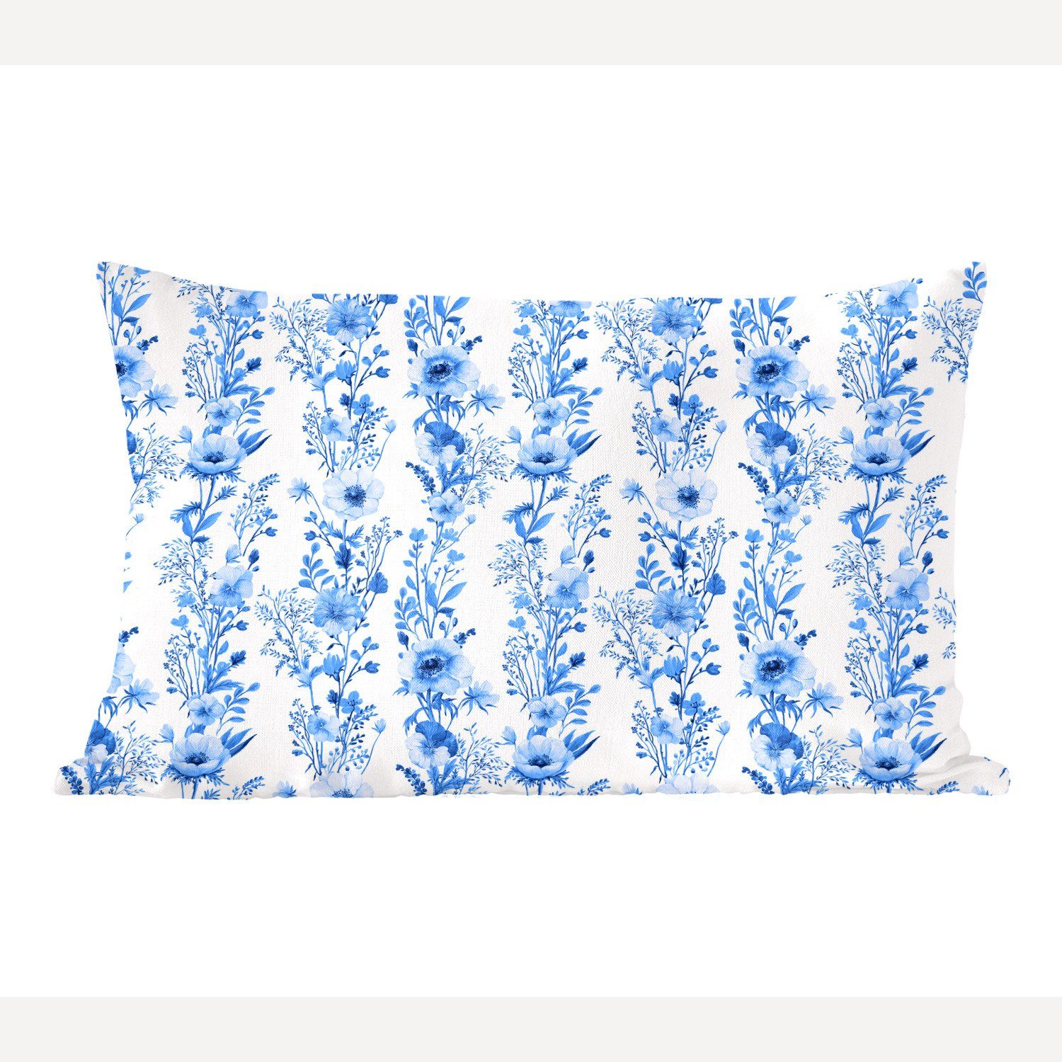 mit Blau, - Wohzimmer Anemone Blumen MuchoWow Schlafzimmer Füllung, - Zierkissen, Dekokissen Dekoration, Muster Dekokissen -