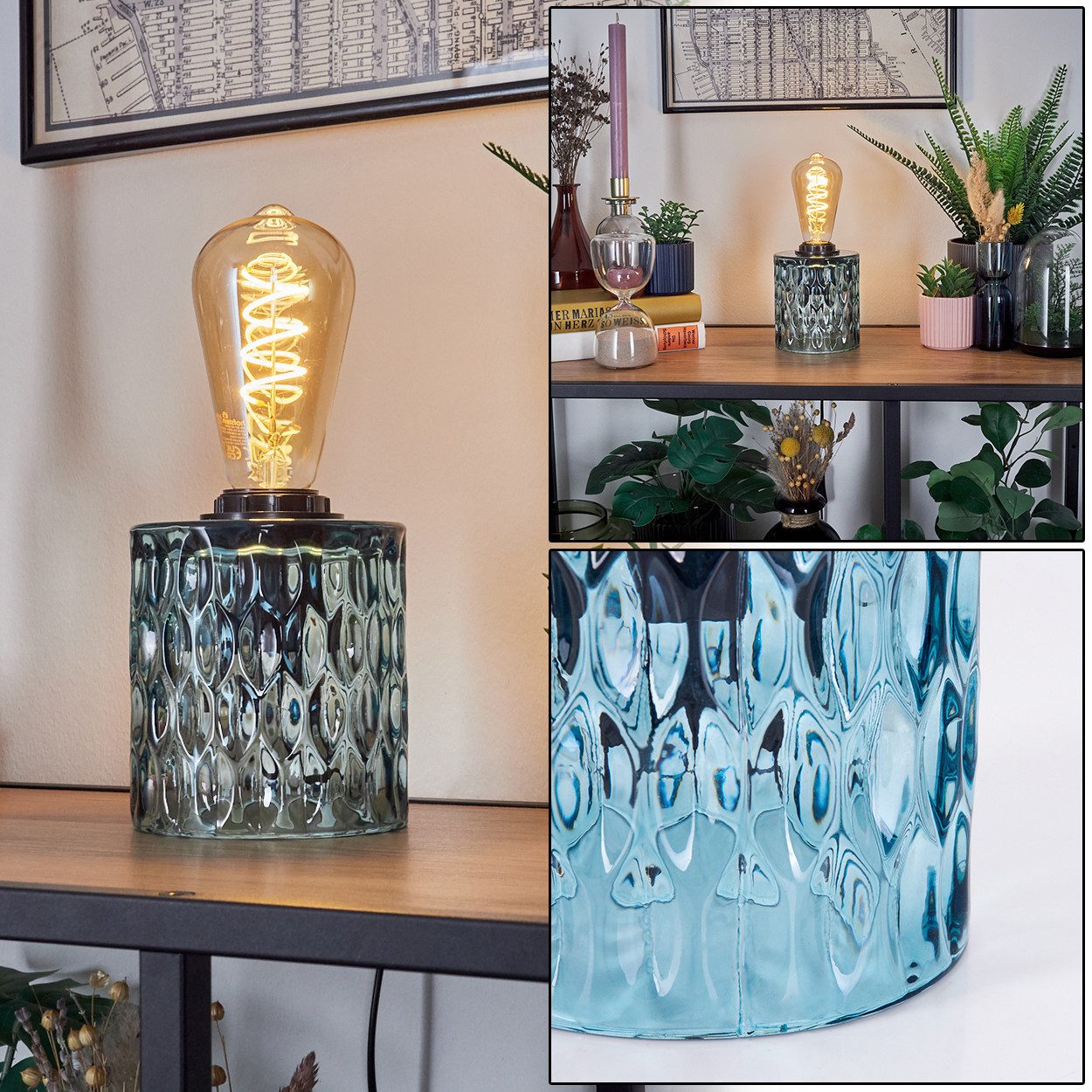hofstein Tischleuchte Tischlampe aus Glas/Metall in günstig online kaufen