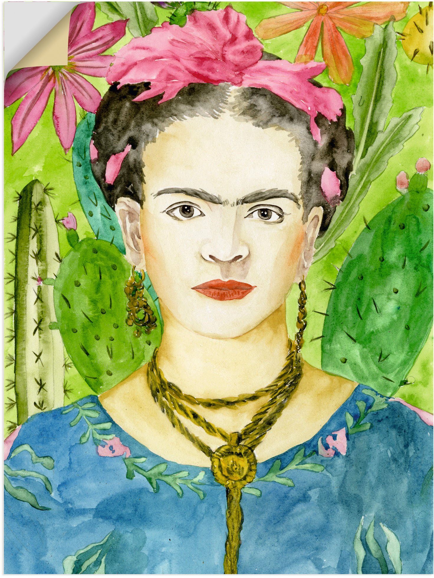 Wandaufkleber in (1 versch. Leinwandbild, Frida Größen Frauen von Artland Alubild, als Wandbild St), Kahlo II, oder Bilder Poster