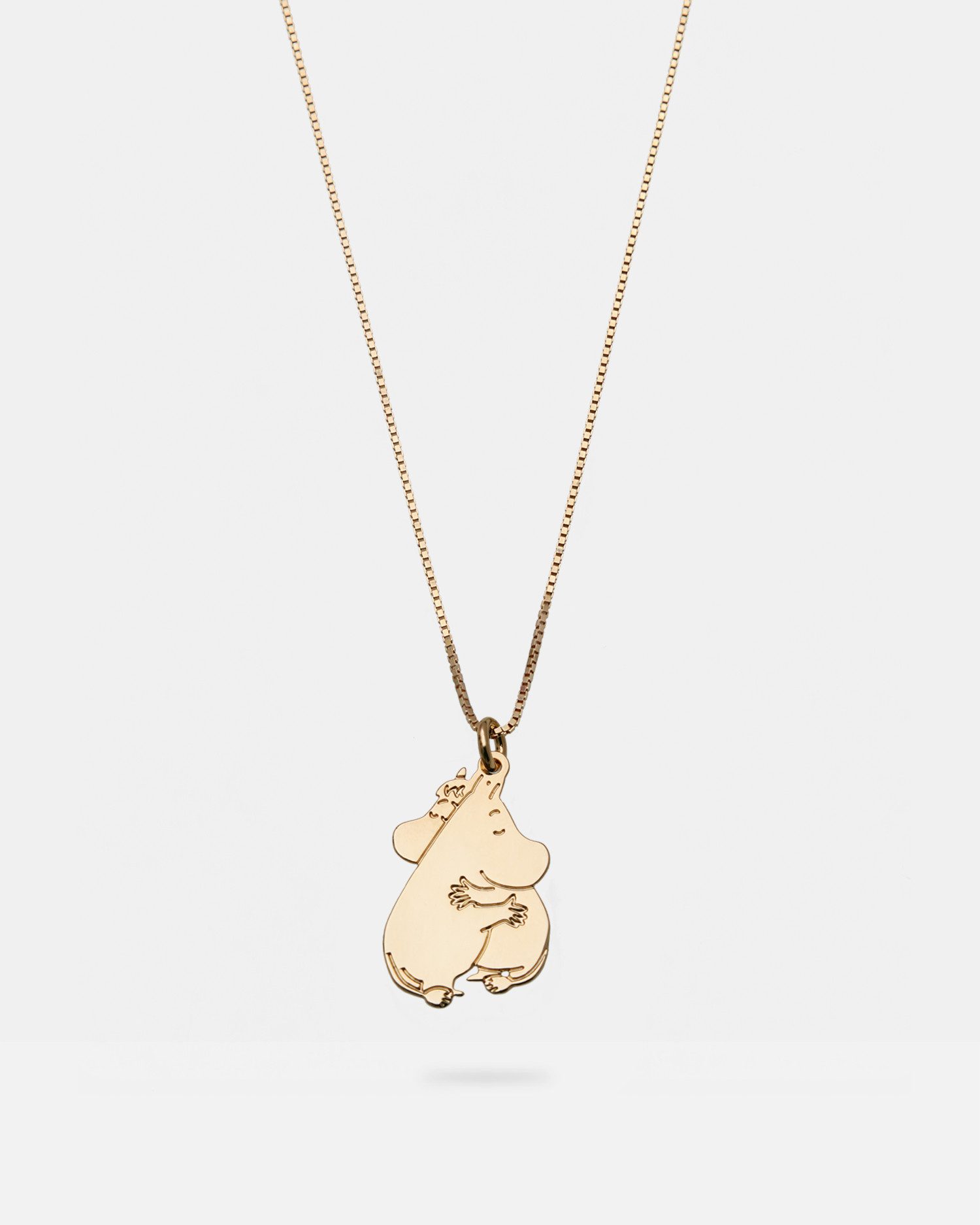 Malaika Raiss Kette mit Anhänger Hugging Moomins Halskette Damen Gold mit Moomin Figur 45 cm, Silber 925, 24 Karat vergoldet