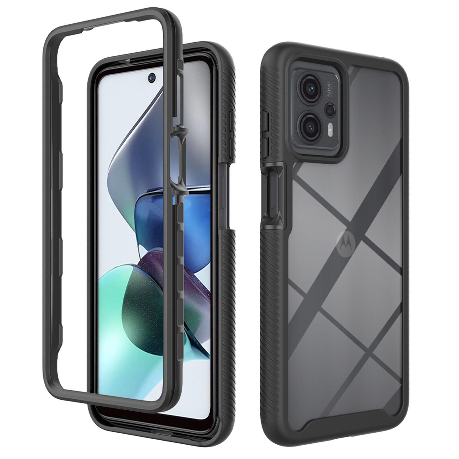 betterfon Handyhülle für Motorola Moto G13 / G232-teiliges 360° Schutzcase mit Panzerglas, Stoßfestes TPU, elastisch, kratzfest & griffig im Alltag