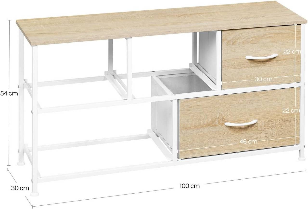 Woltu Kommode, aus Metallrahmen Holzwerkstoff, mit 5 Schubladen aus Stoff
