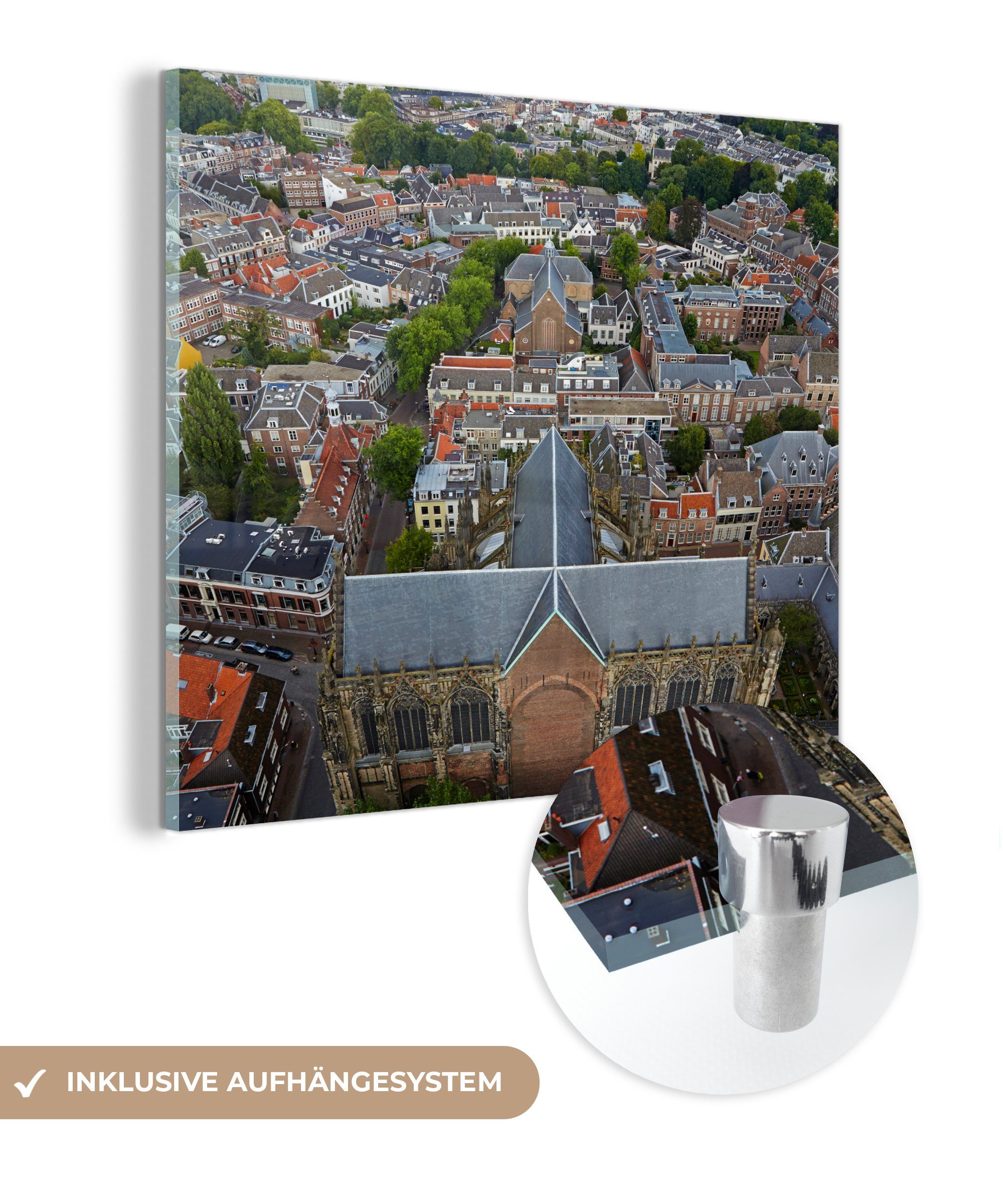 MuchoWow Acrylglasbild Utrecht - Luft - Nachmittag, (1 St), Glasbilder - Bilder auf Glas Wandbild - Foto auf Glas - Wanddekoration