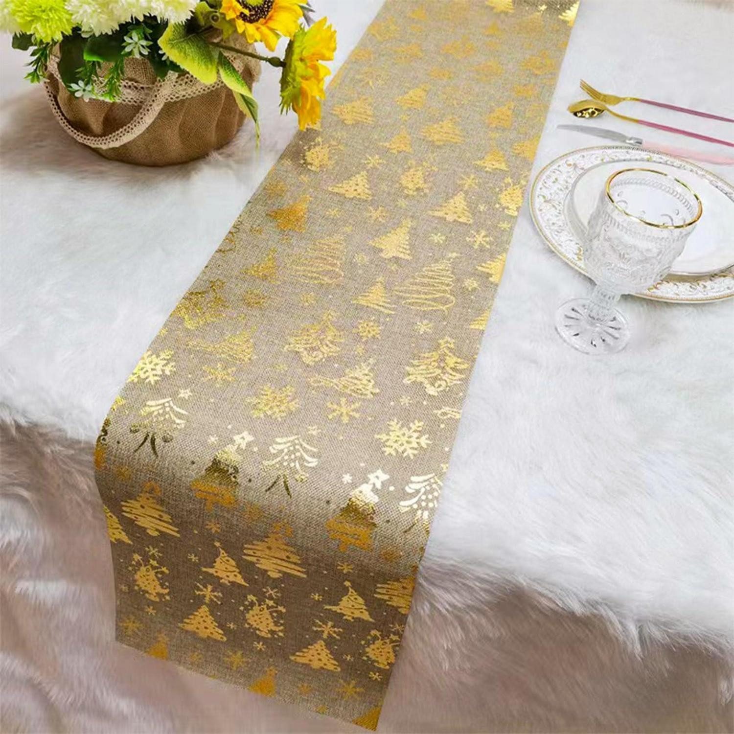 LuxusKollektion Tischläufer Tischläufer Gold Weihnachtsbaum 28x275cm (1-tlg)