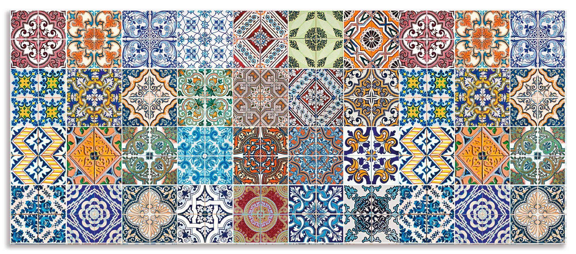 Artland Küchenrückwand "Gemusterte Keramikfliesen" Alu Spritzschutz mit Kle günstig online kaufen