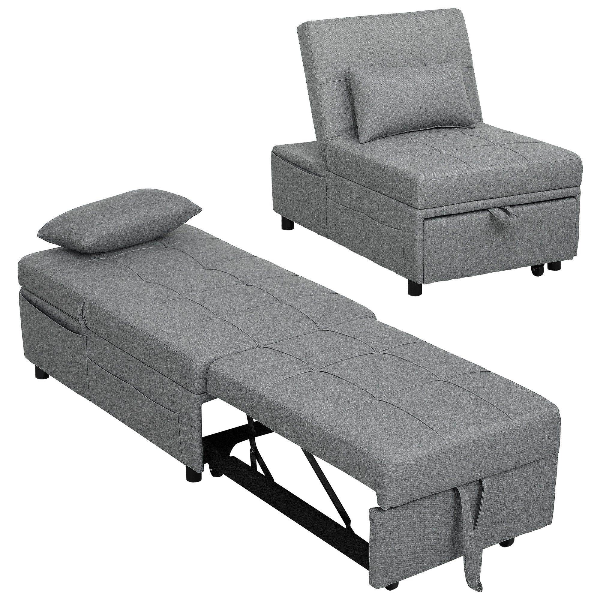 HOMCOM Sessel 3-in-1, mit Bettfunktion, Seitentasche, günstig online kaufen