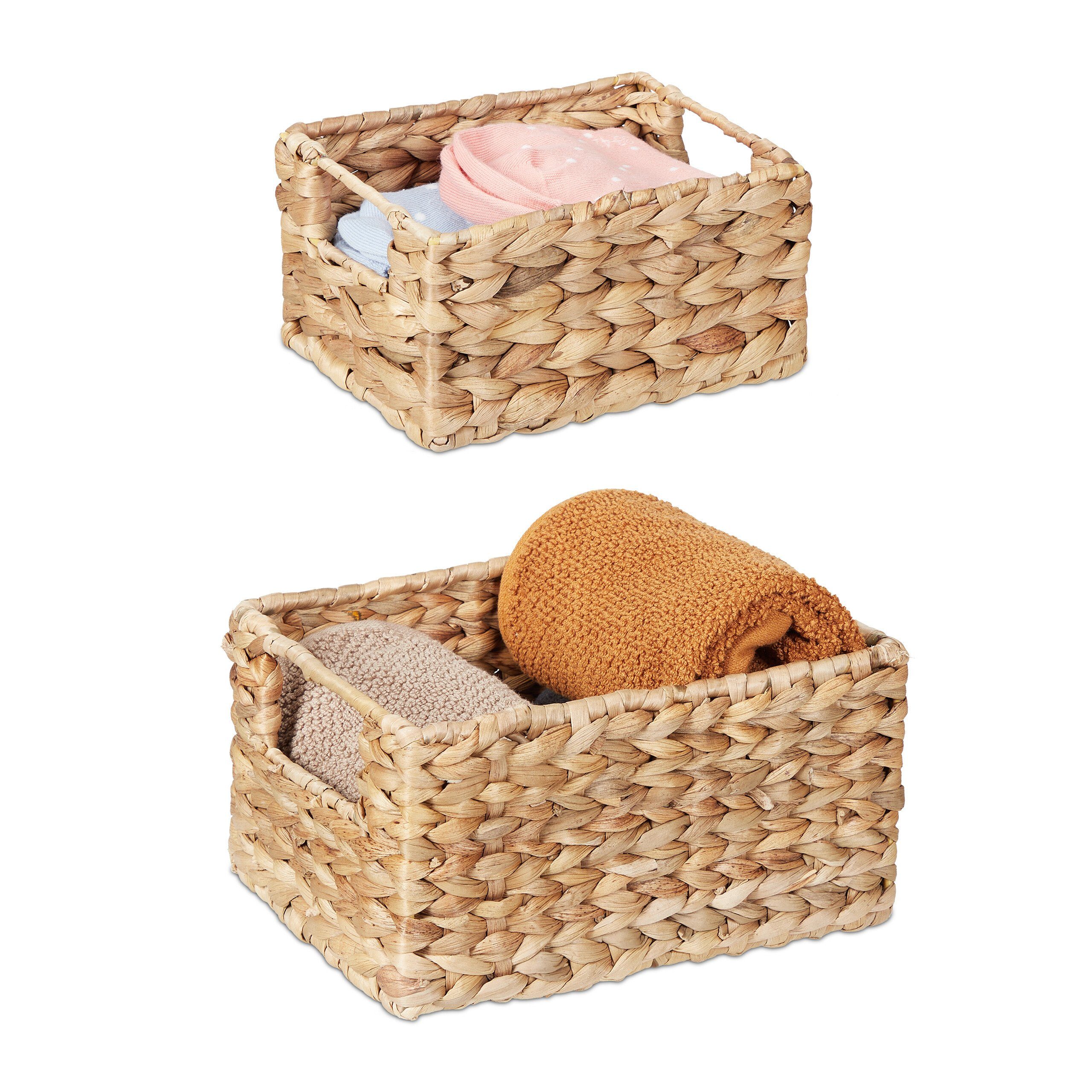 relaxdays Aufbewahrungskorb Set Wasserhyazinthe günstig online kaufen