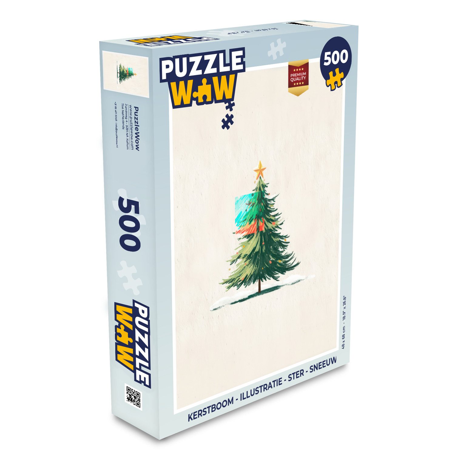 MuchoWow Puzzle Weihnachtsbaum - Illustration - Stern - Schnee, 500 Puzzleteile, Foto-Puzzle, Bilderrätsel, Puzzlespiele, Spielzeug