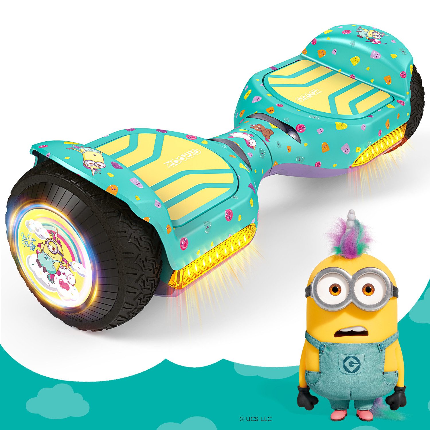 Gyroor Balance Scooter JD6, 6,5 Zoll Dual-Motor Minions Hoverboard mit Rundum-LED-Licht, (1 tlg), Bluetooth 500 W, 12.00 km/h, 15° Steigung, Für Kinder und Erwachsene