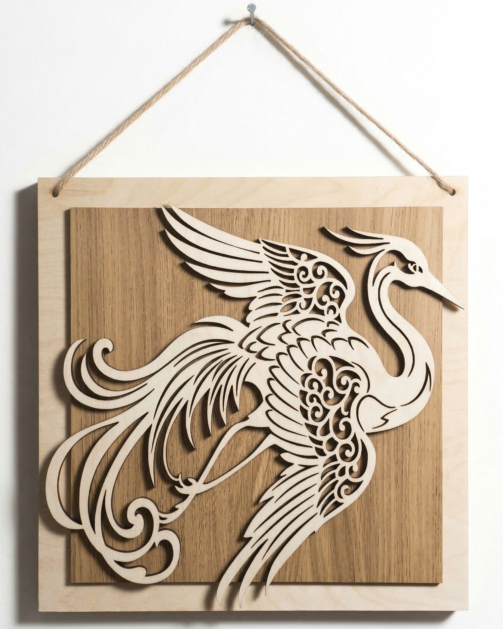 ORNAMENTI Wanddekoobjekt 3D Wanddeko aus Holz für Wohnzimmer, Königsvogel, Mandala,Weltkarte (Hingucker, Wandbild, Rustikale Holzbild, Holzdeko, stilvolle Wanddekoration, Wandpaneel, Ornament, Wandrelief), Verzierung fur Zuhause, Wandkunst, Dekorative Skulptur