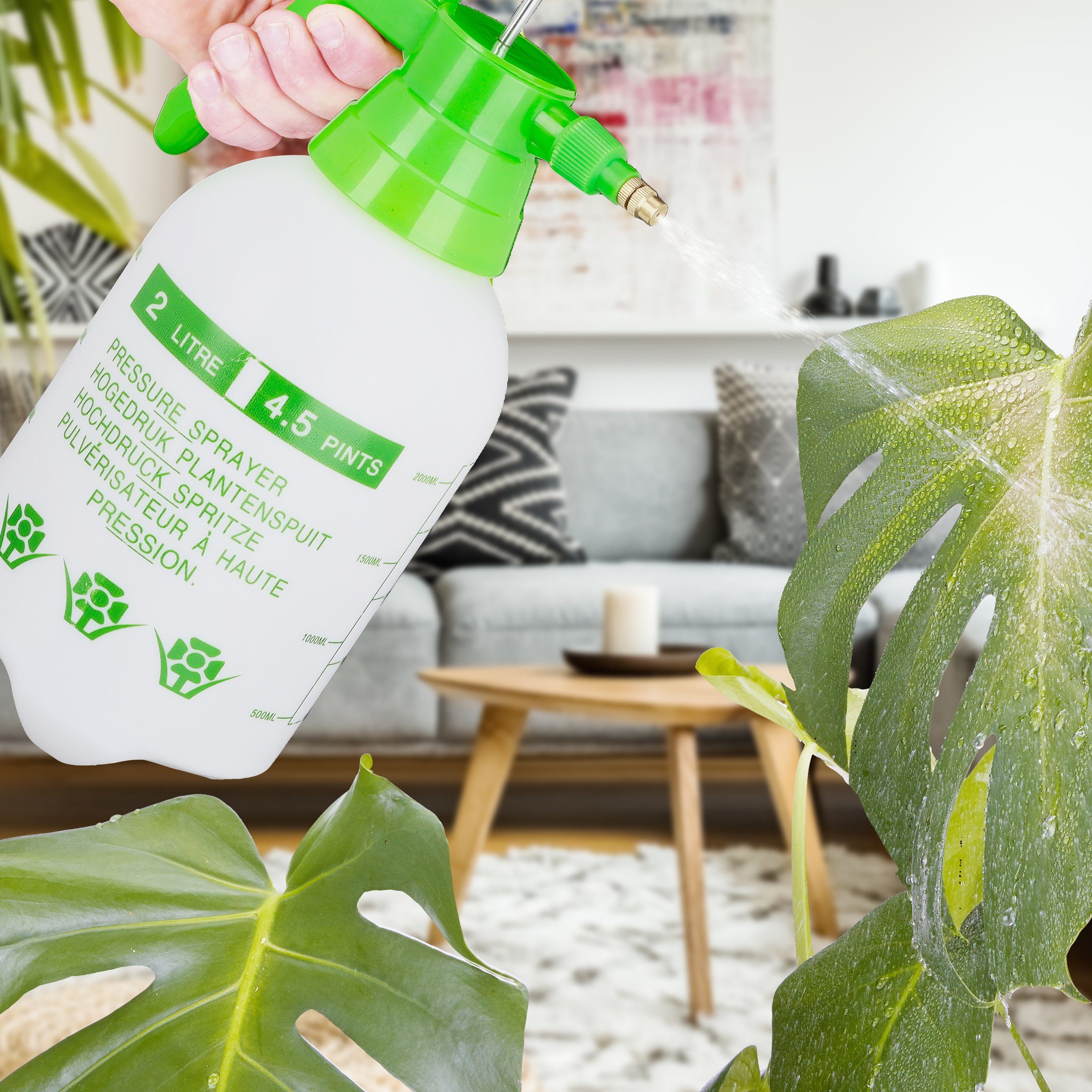 relaxdays Drucksprühgerät Drucksprüher 2 Liter grün