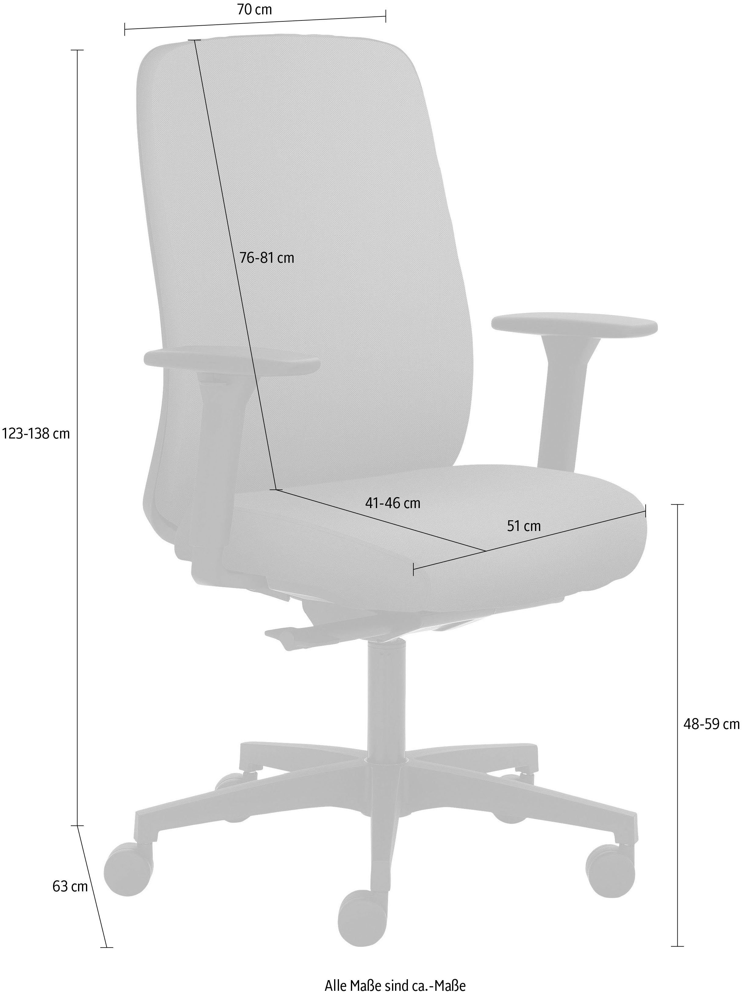 Mayer Sitzmöbel Drehstuhl 2229, Teppichrollen Sitztiefenverstellung, Kopfstütze, Armlehnen, 4D