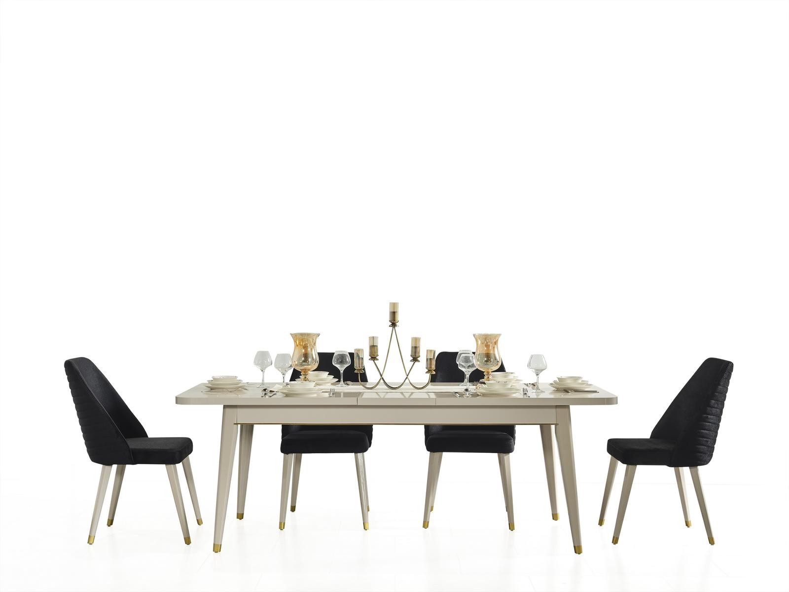 Xlmoebel Essgruppe Esstisch Set mit 4 Stühlen in Weiß, aus robustem Holzwerkstoff, (Essgruppe, 5-tlg., Esstisch-Set 4-teilig), Made in Europa