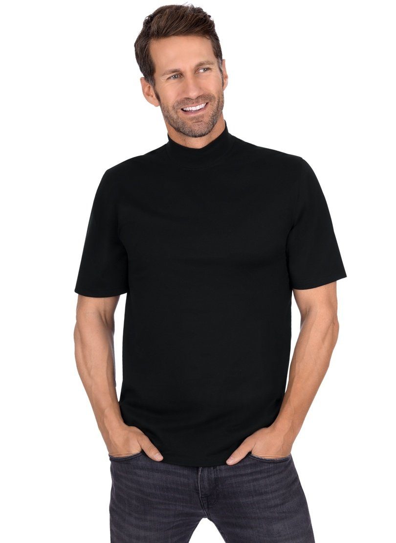 Trigema T-Shirt TRIGEMA T-Shirt mit Stehkragen schwarz