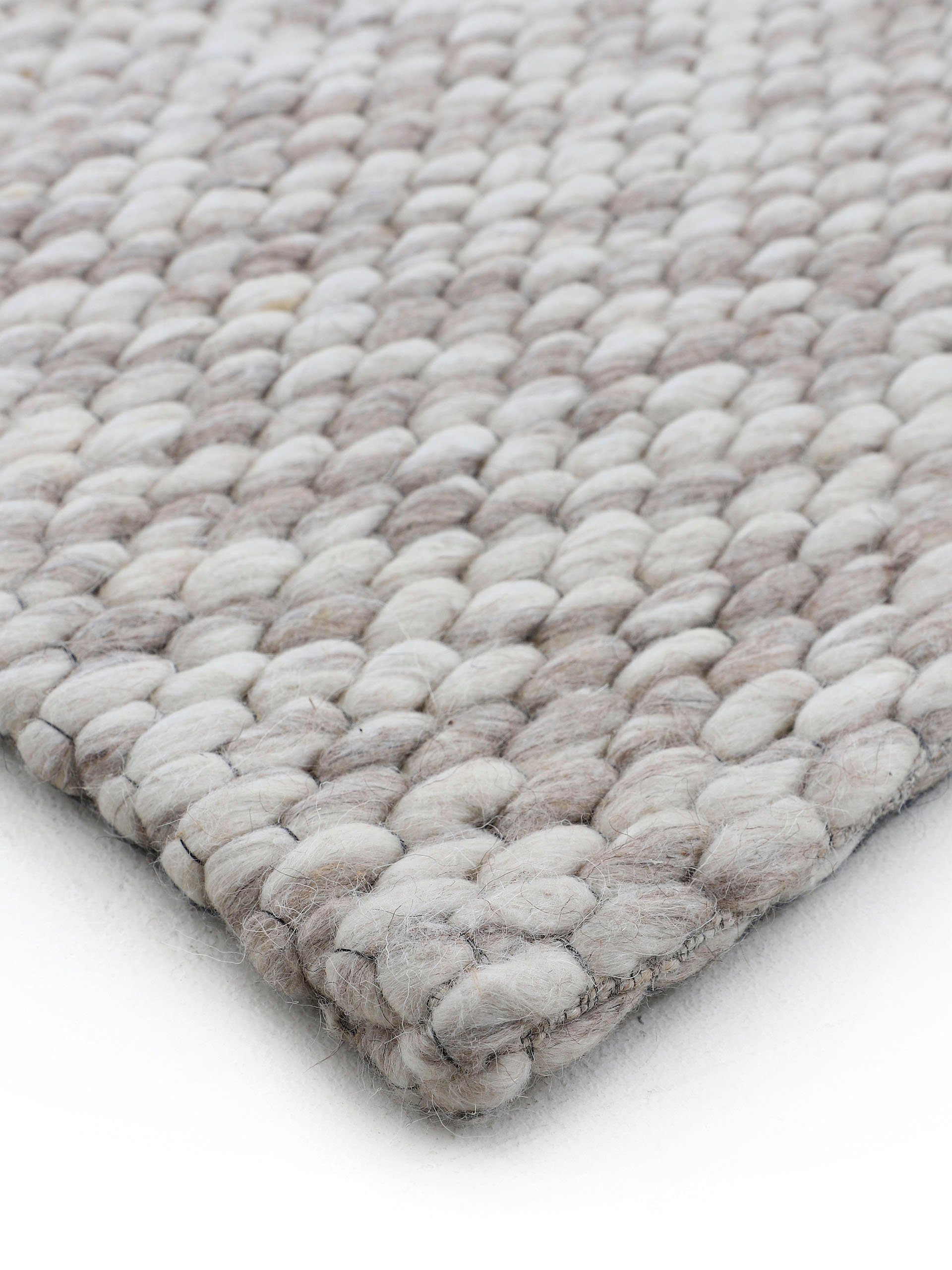 Läufer Sina, carpetfine, 14 mm, Wolle, Handweb Höhe: handgewebt, & Teppich, kuschelig meliert, dunkelbeige reine rechteckig, weich