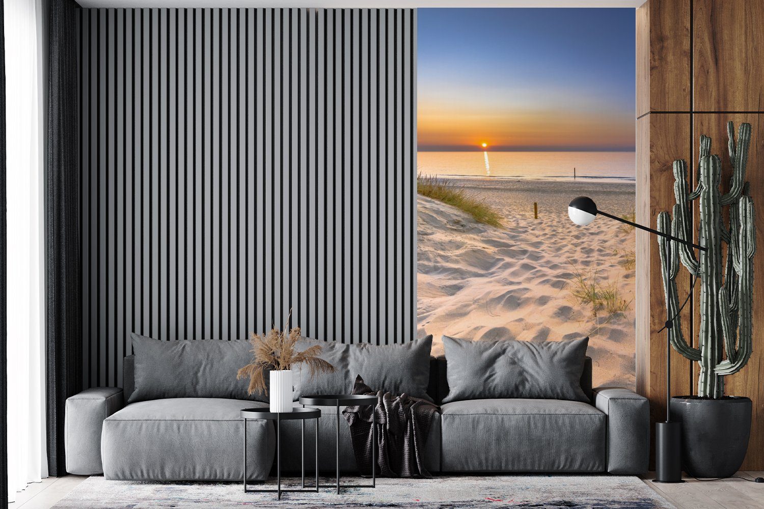 MuchoWow Fototapete Strand für Düne (2 - Horizont bedruckt, Matt, - Wohnzimmer Küche, Sonnenuntergang Fototapete - Gras, Schlafzimmer St), Vliestapete 
