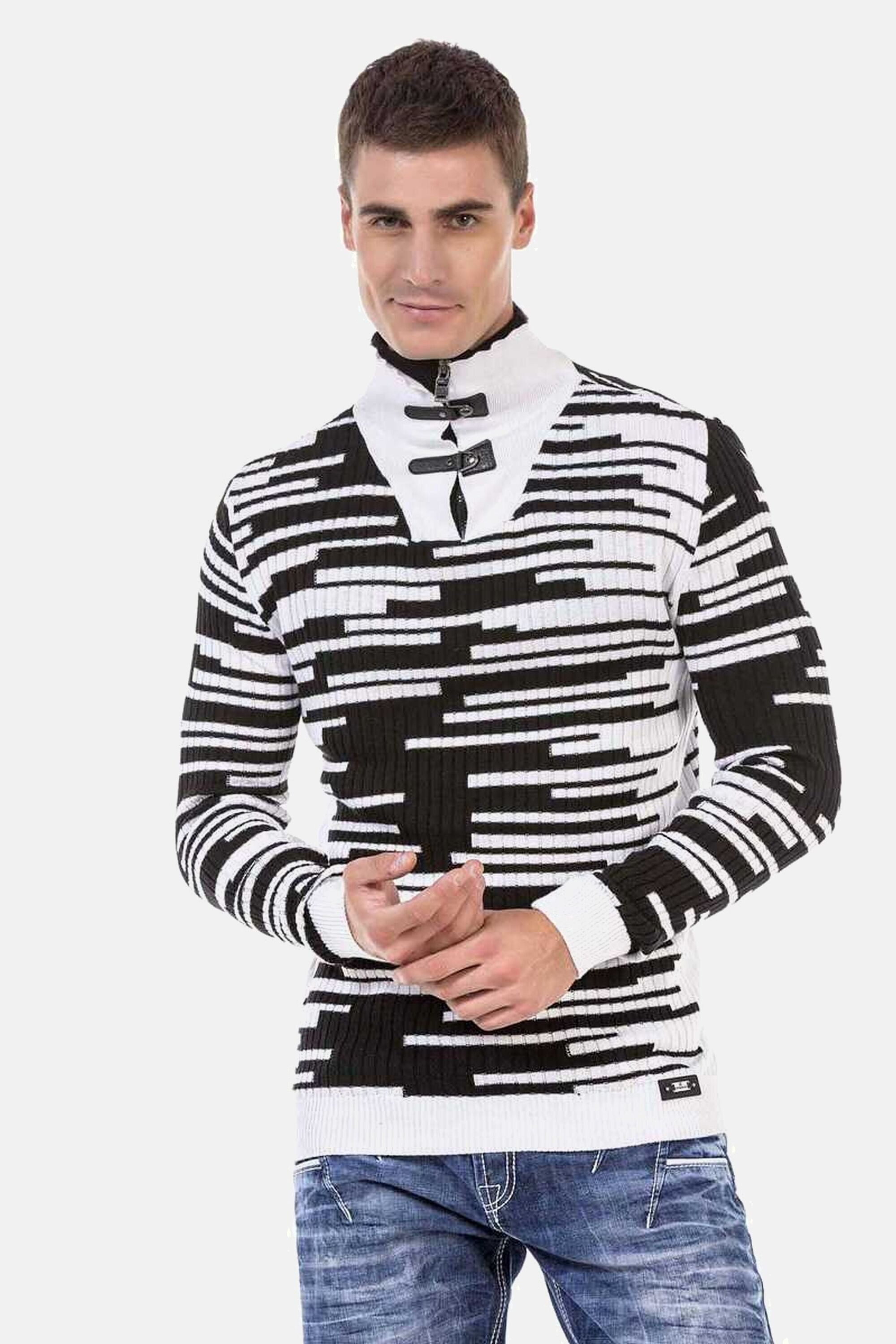 Cipo & Baxx Stehkragenpullover Pullover (1-tlg) mit Schnallenverschluss, CP günstig online kaufen