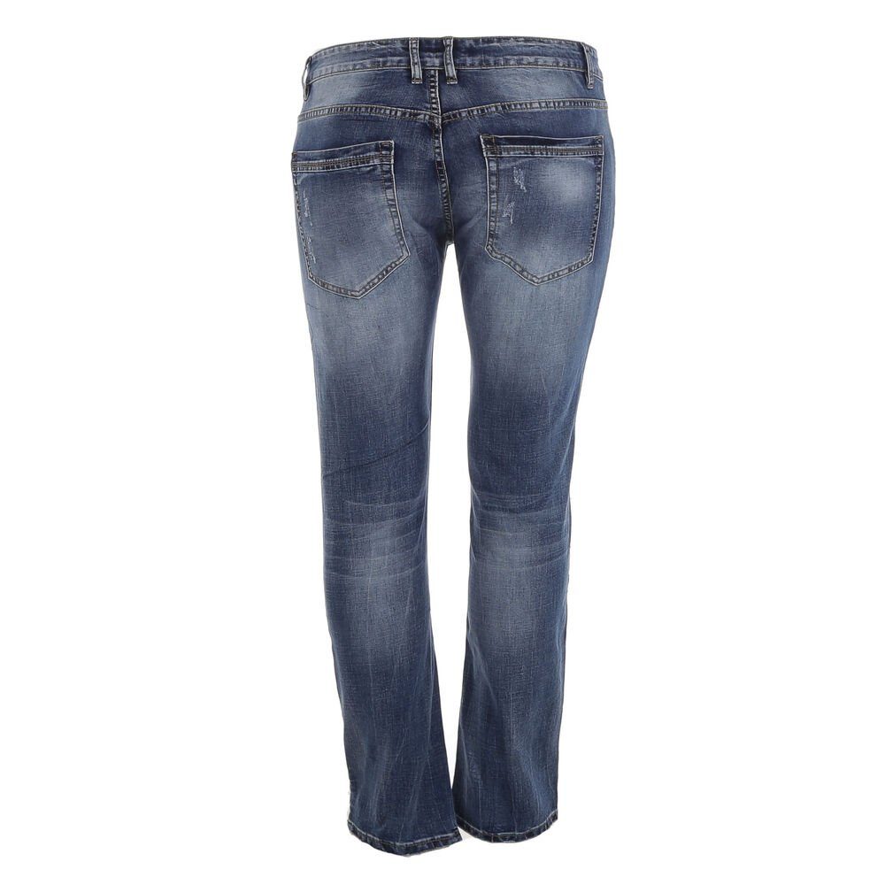 Herren in Destroyed-Look Blau Stretch-Jeans Ital-Design Freizeit Jeans Stretch