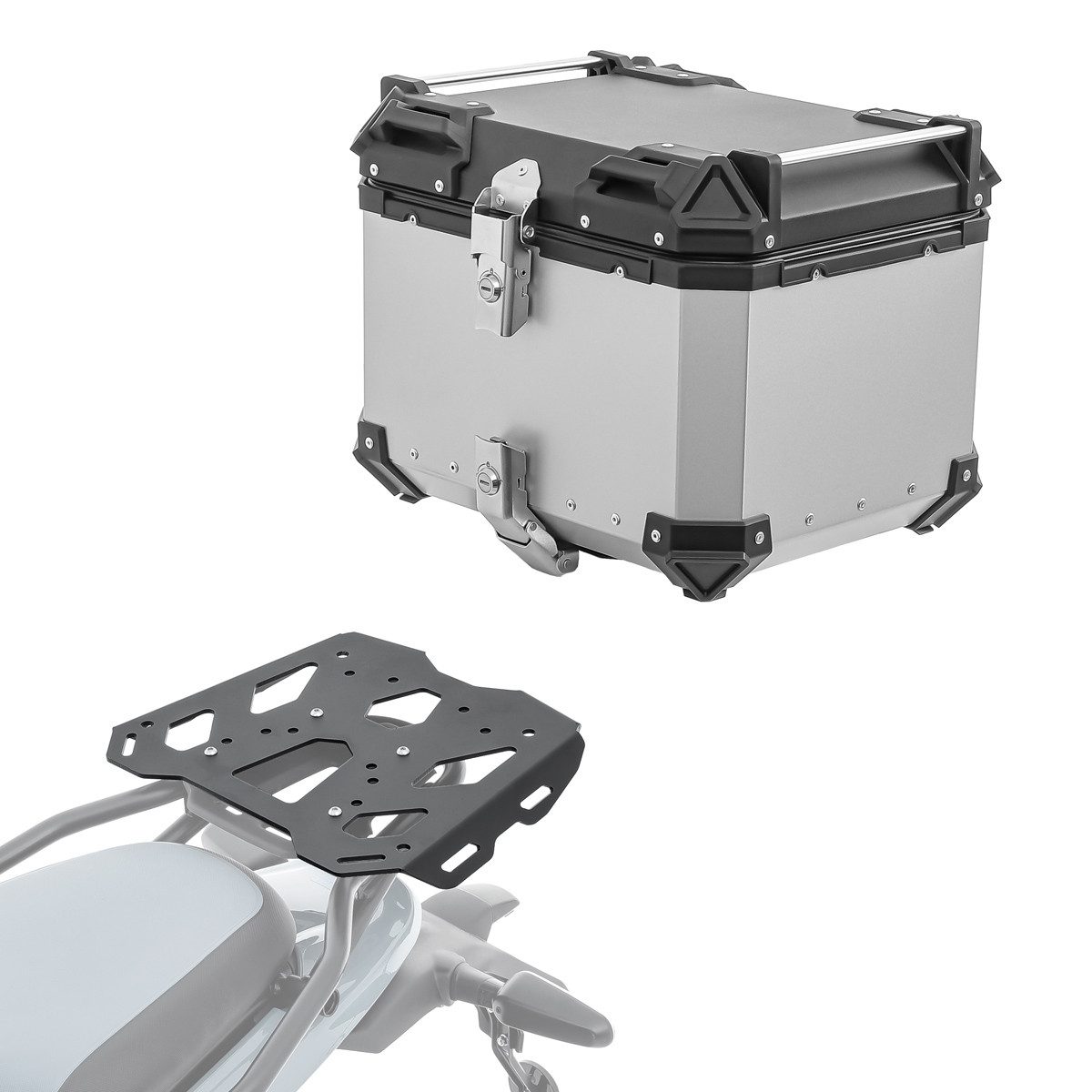 Bagtecs Topcase Set Alu Topcase + Gepäckbrücke für Royal Enfield Himalayan 450 24-26 X