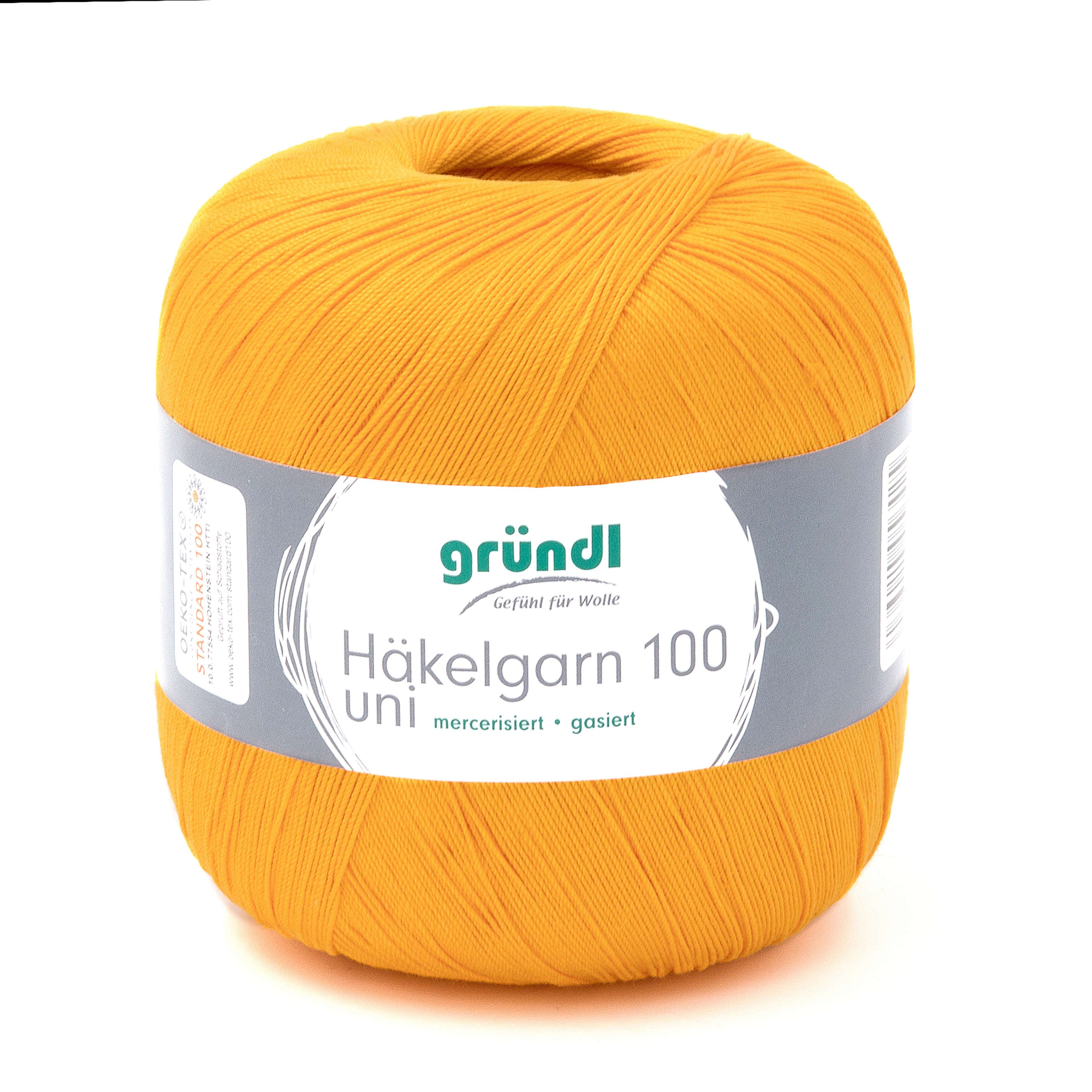 Gründl Häkelgarn 100, Baumwolle dünn zum Häkeln Handarbeiten DIY, 100g Häkelwolle, 566,00 m (Baumwollgarn, Filethäkelgarn), 60° waschbar