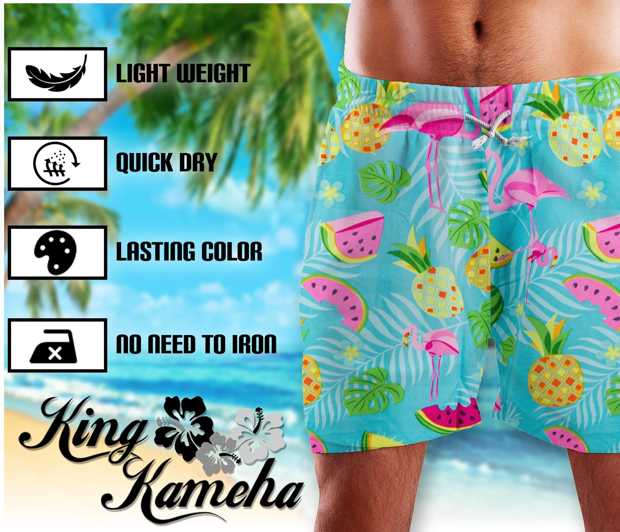 King Kameha Badeshorts Flamingo Melone Hawaii günstig online kaufen