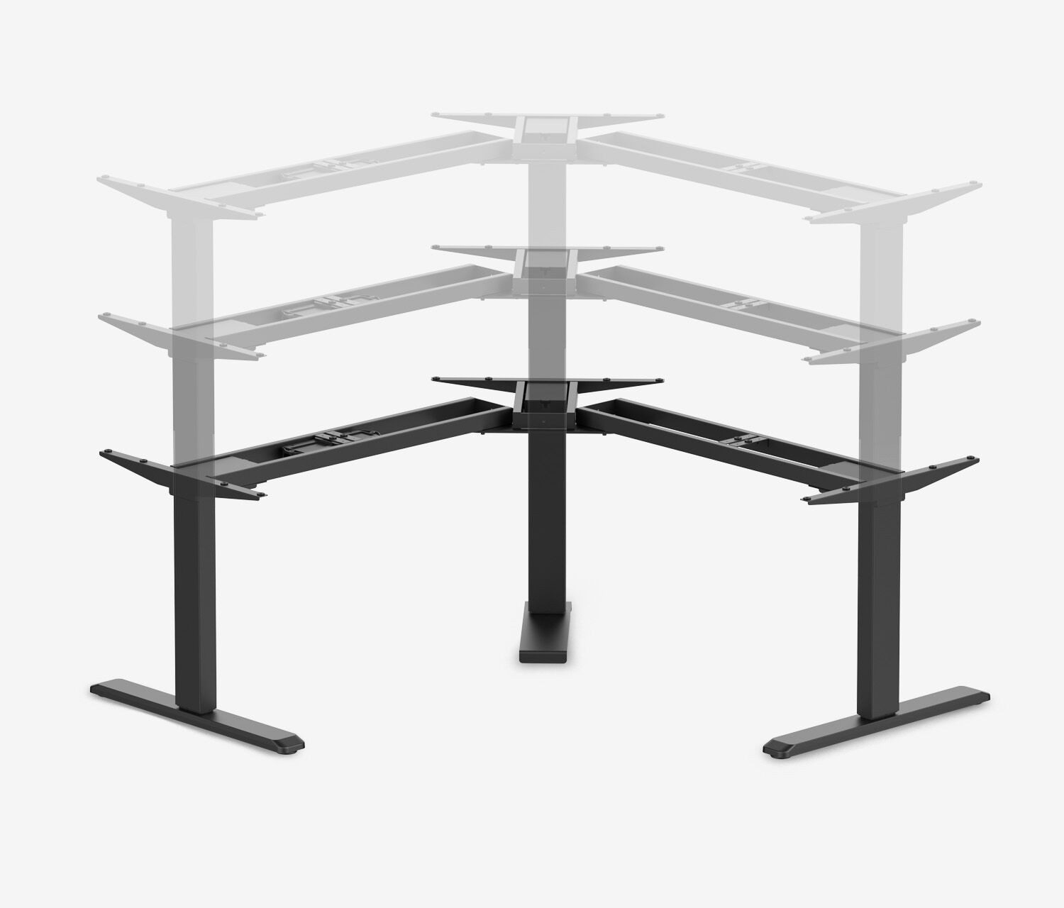 Ergolutions Tischgestell PRIMUS Flex höhenverstellbares Ecktischgestell für Eckschreibtische, 180 kg Traglast / Leise / Timer / Memory / Kollisionssensor