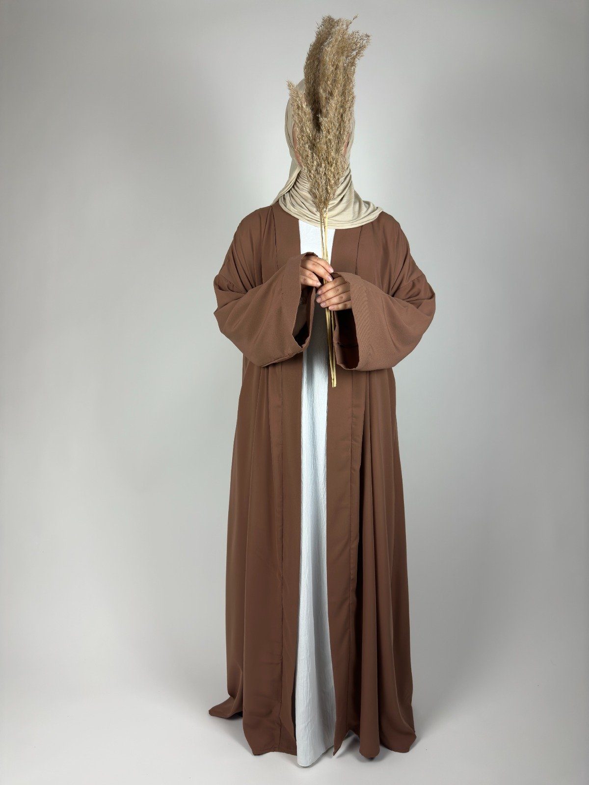 Aymasal Maxikleid Kimono Hafsa Abaya Kaftan Cardigan islamische Kleidung Gebetskleidung camel