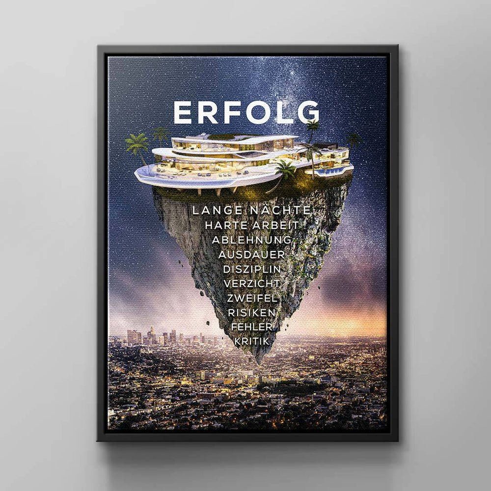 DOTCOMCANVAS® Leinwandbild, Deutsch, "Eisberg des Erfolges" Wandbild für pure Lebensenergie von schwarzer Rahmen