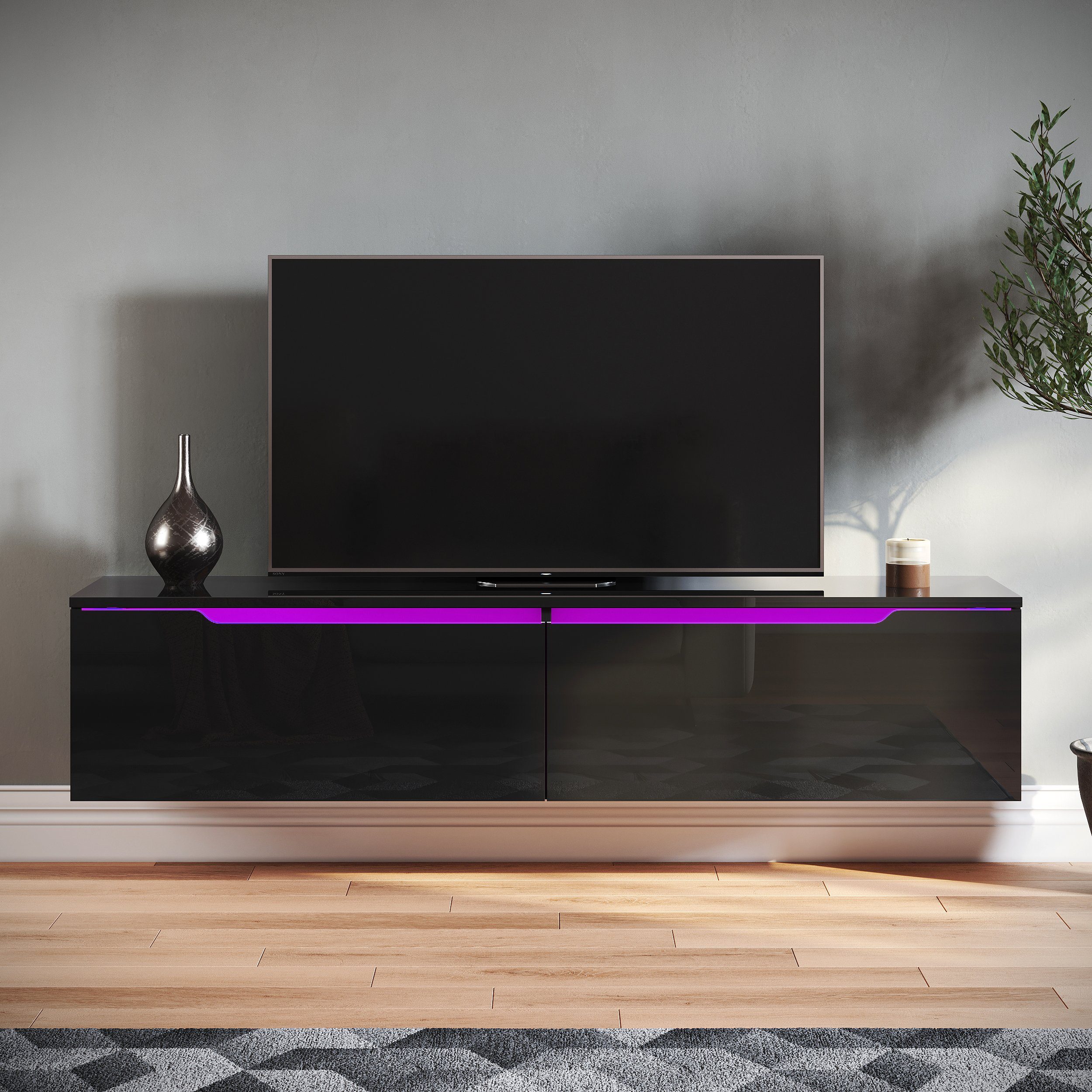 SONNI TV-Schrank Schwarzer Wandhalter Minimalistischer TV-Ständer günstig online kaufen