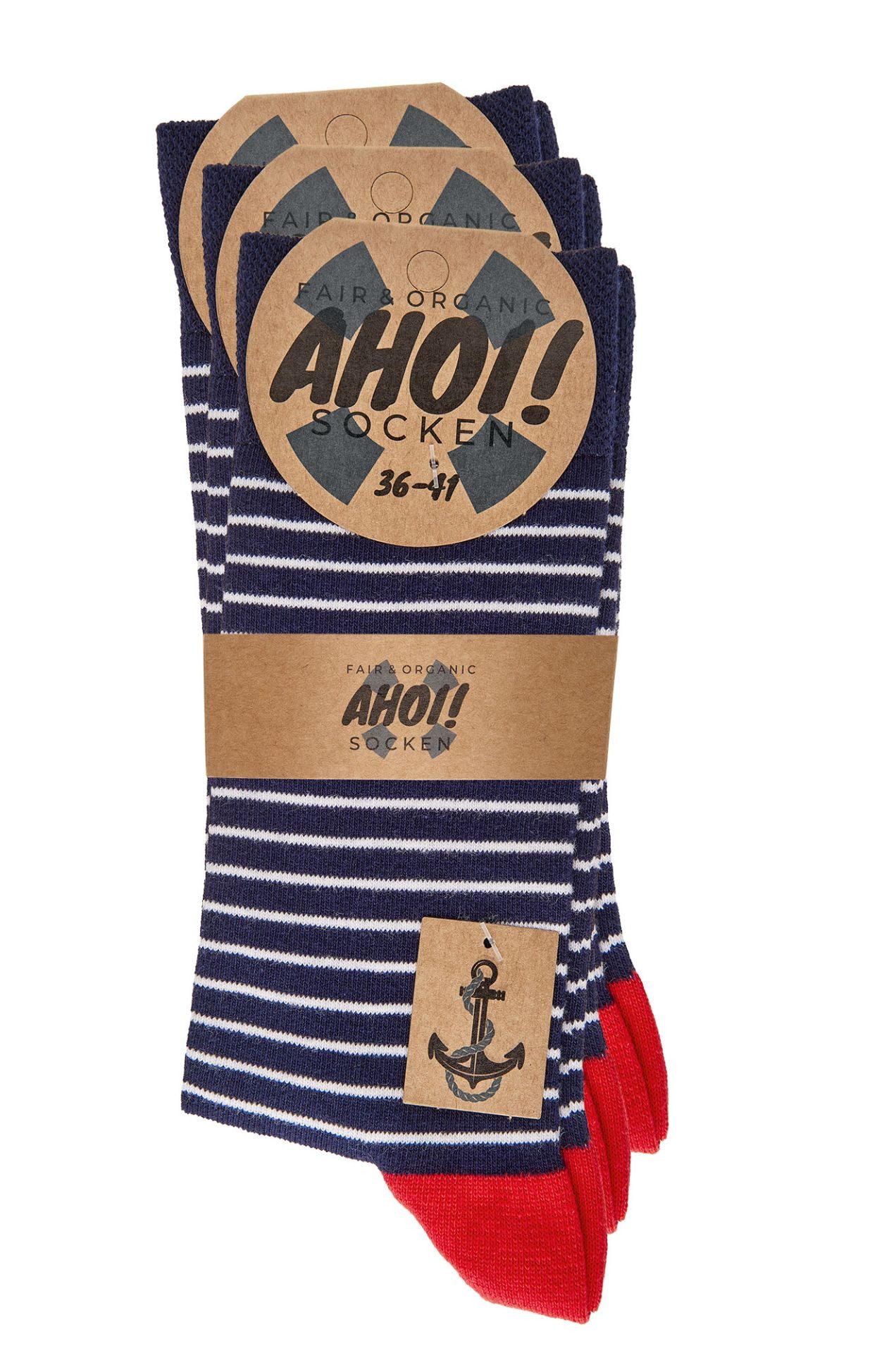 FussFreunde Freizeitsocken 6 Paar maritime Socken "Ahoi" mit Bio-Baumwolle für Küsten-Liebhaber – Bild 2 von 5