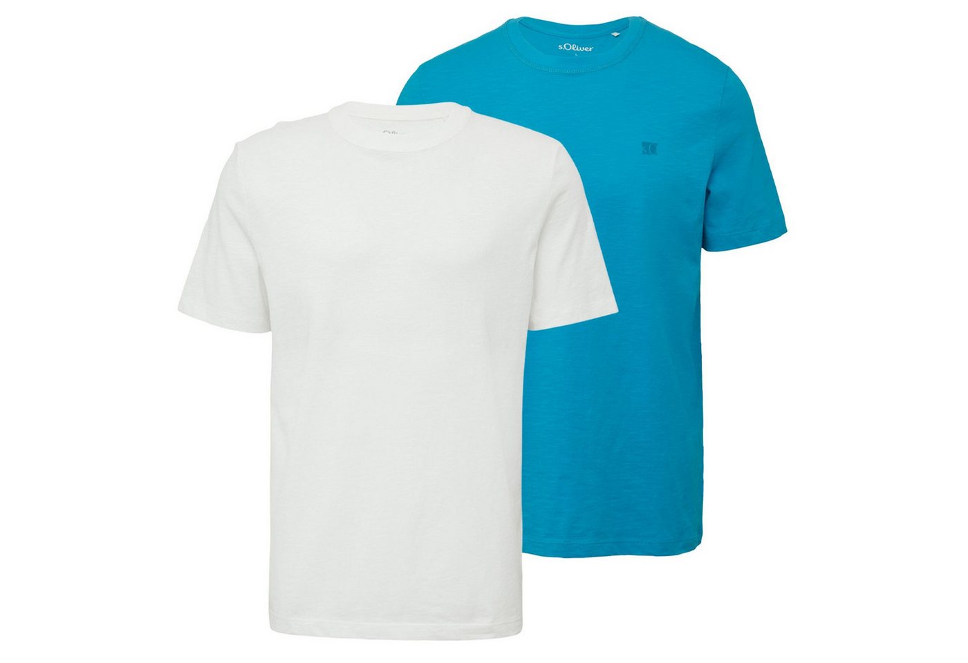 s.Oliver T-Shirt T-Shirt mit Flammgarnstruktur kurzarm, Rundhals, Logo