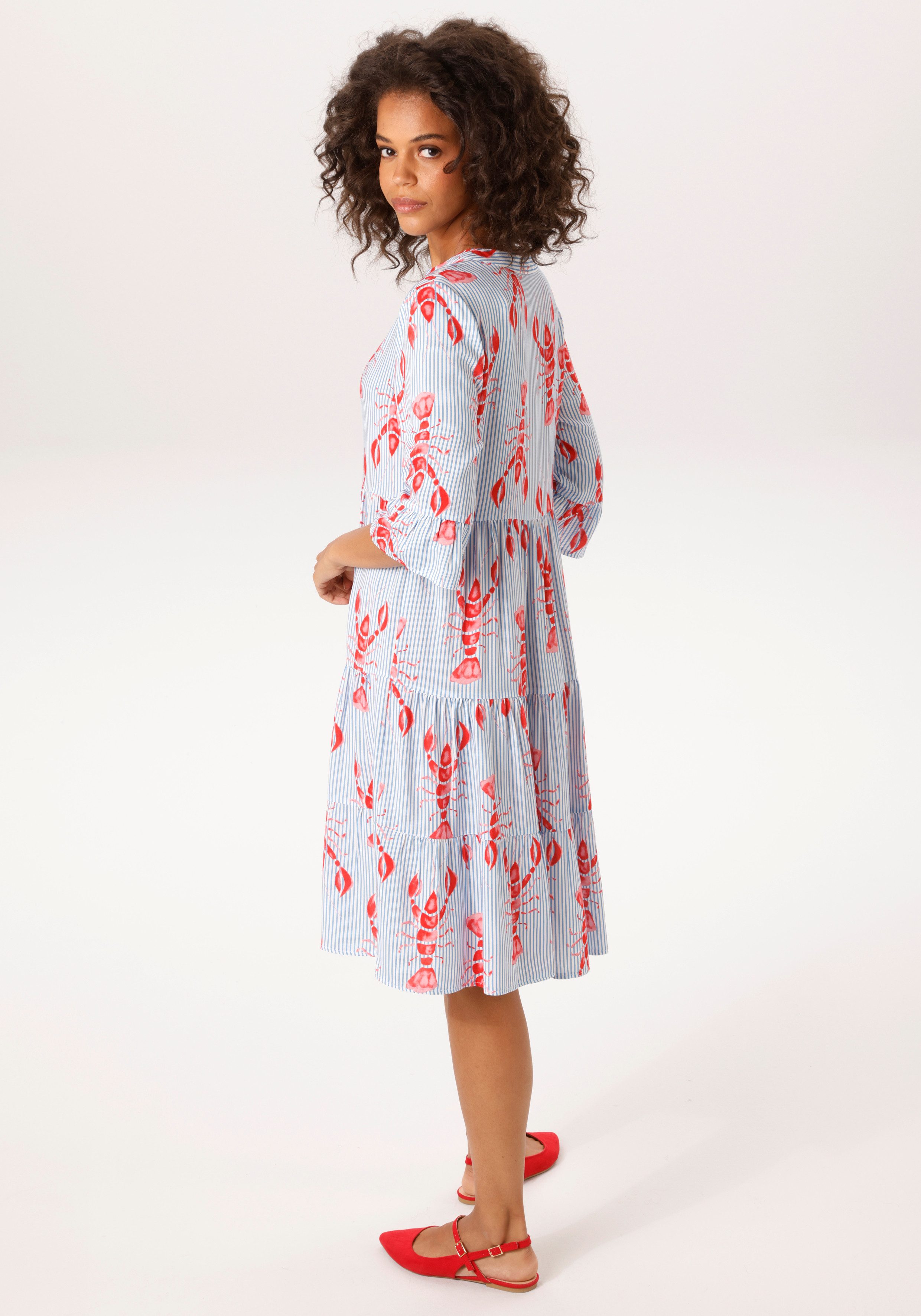 Aniston CASUAL Tunikakleid, gestreift und mit Krebsen bedruckt - NEIUE KOLLEKTION