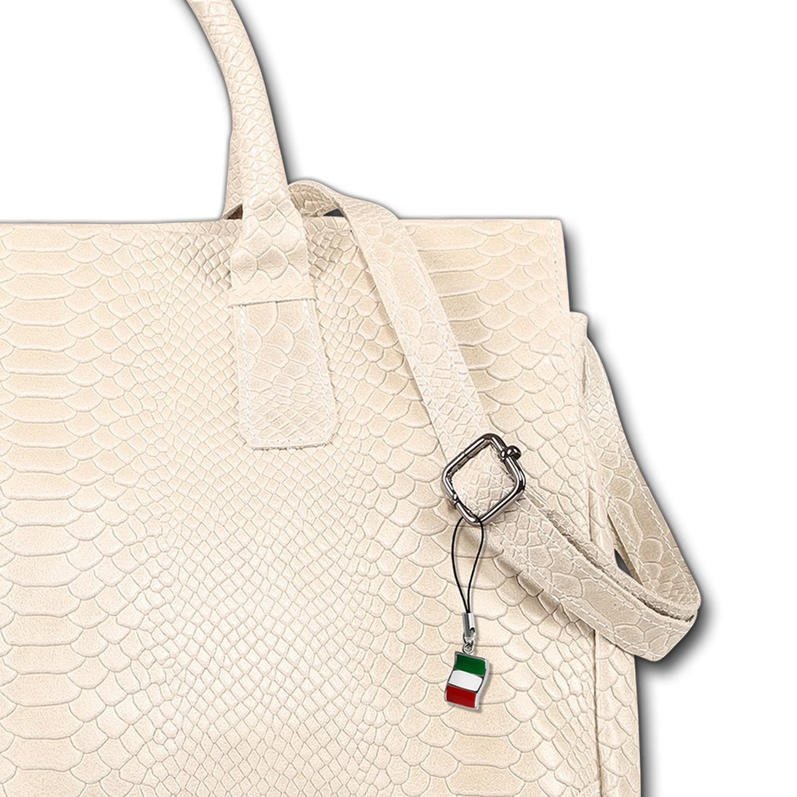 FLORENCE Henkeltasche Florence Damen Henkeltasche Echtleder (Henkeltasche), Damen Henkeltasche Leder, beige ca. 28cm hoch