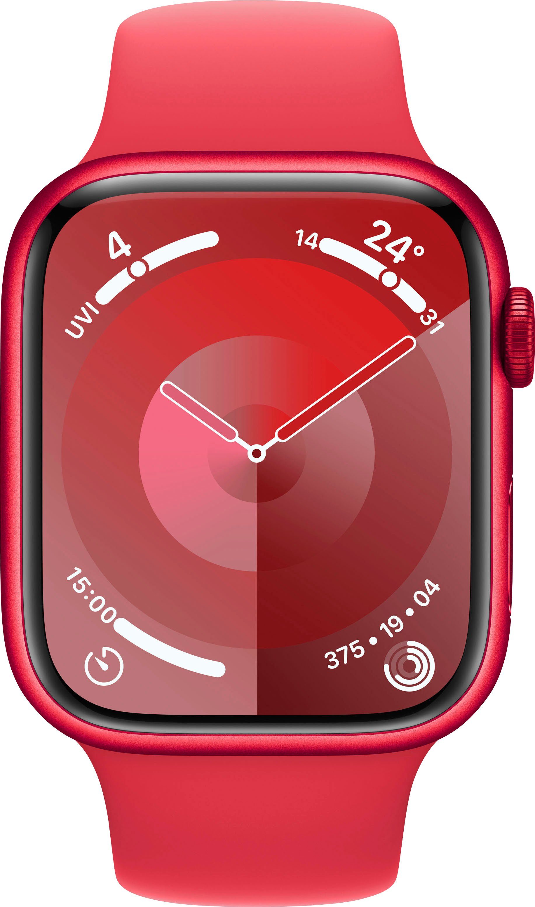 Apple Watch Aluminium Smartwatch Sport Series 9 (4,5 cm/1,77 M/L Zoll, 10), GPS OS 45mm Band Watch