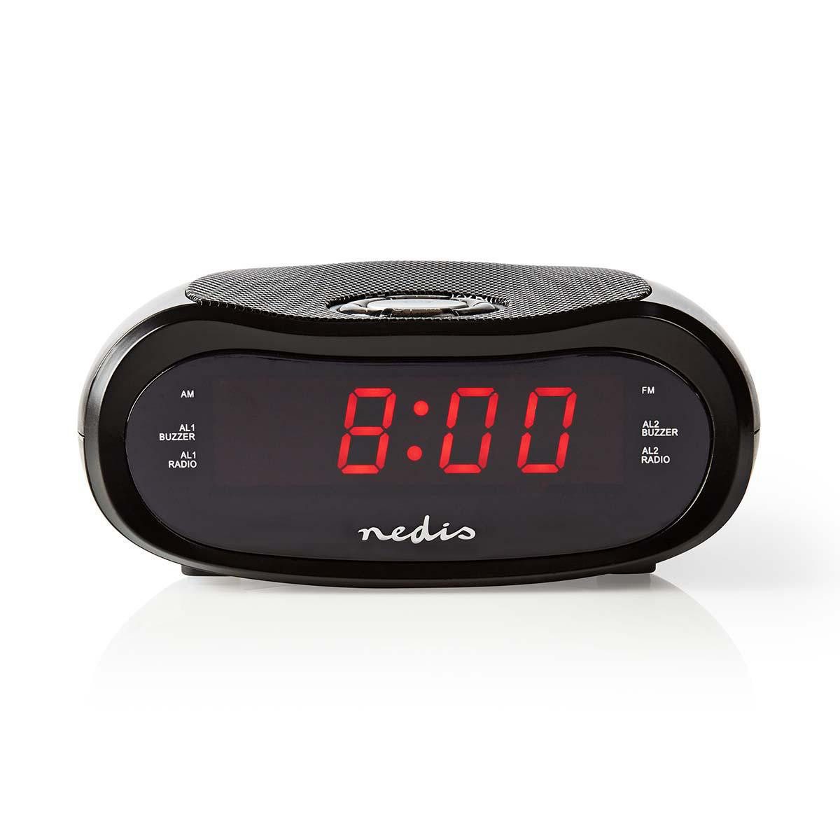 Nedis Radiowecker CLAR001BK LED-Display, AM/FM, Snooze-Funktion, Sleep Timer, 2 Alarme, Schwarz