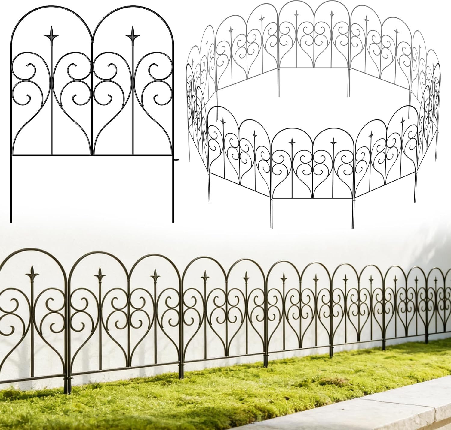 BlingBin Gartenzaun 5/10 Stück Dekorativer Metallzaun für Garten, 81x60 cm Blumenzaun, (5er Set, 5-St., Gartenbegrenzung, Drahtzaun, Außenzäune), Outdoor Gartenpaneel für Terrasse & Blumenbeet, Rostfrei Tierbarriere