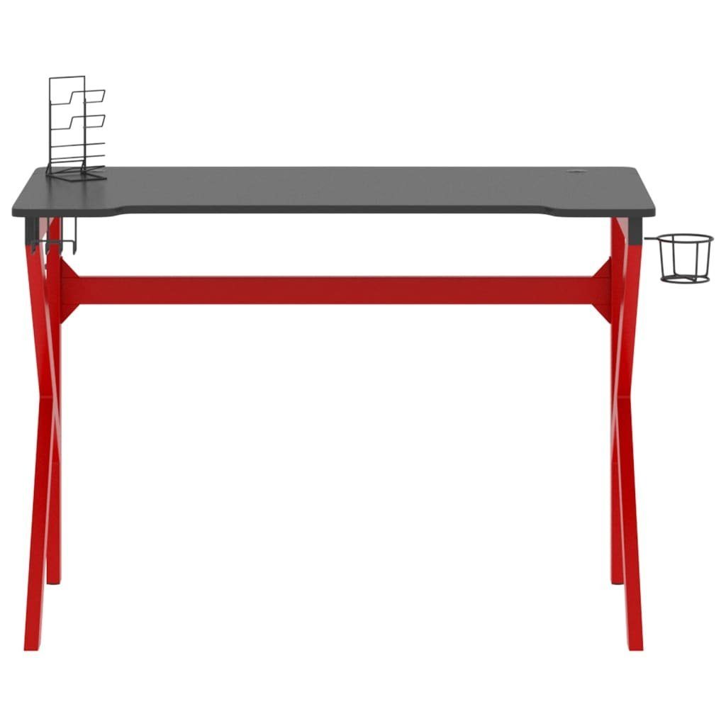 cm rot rot vidaXL Schwarz mit K-Gestell 110x60x75 Schreibtisch und Rot und Schwarz Schwarz Gaming-Schreibtisch | und