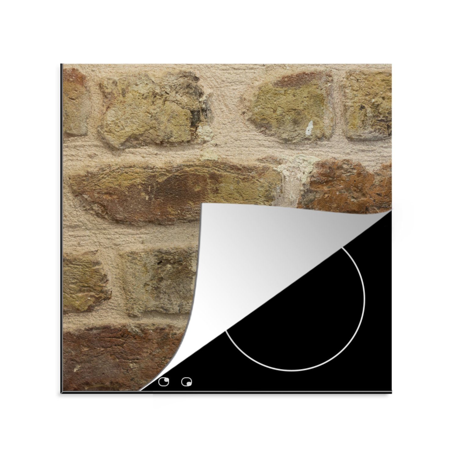 MuchoWow Herdblende-/Abdeckplatte Antike Backsteinmauer, Vinyl, (1 tlg), 78x78 cm, Ceranfeldabdeckung, Arbeitsplatte für küche