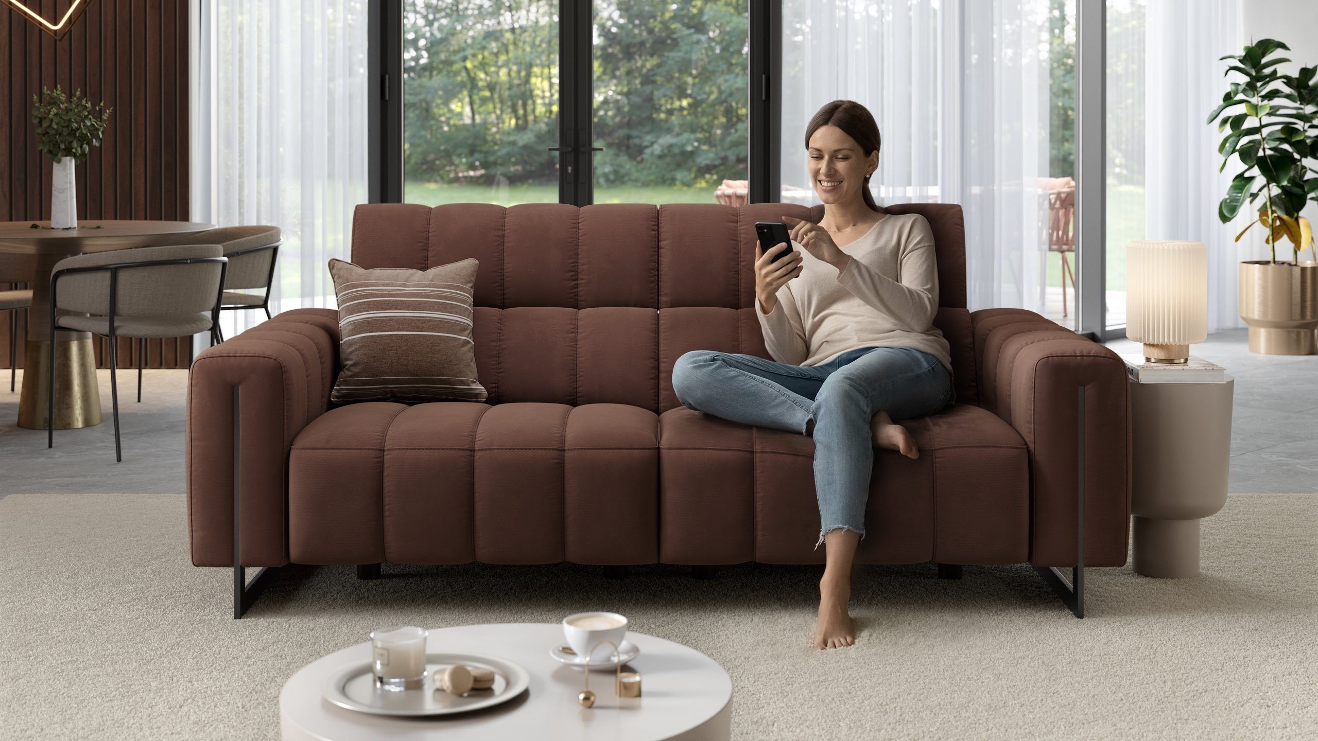 Sofanella 3-Sitzer Stoff VENETO, Relaxcouch, Designersofa, Designer Sofa, 3er Couch, Sofagarnitur